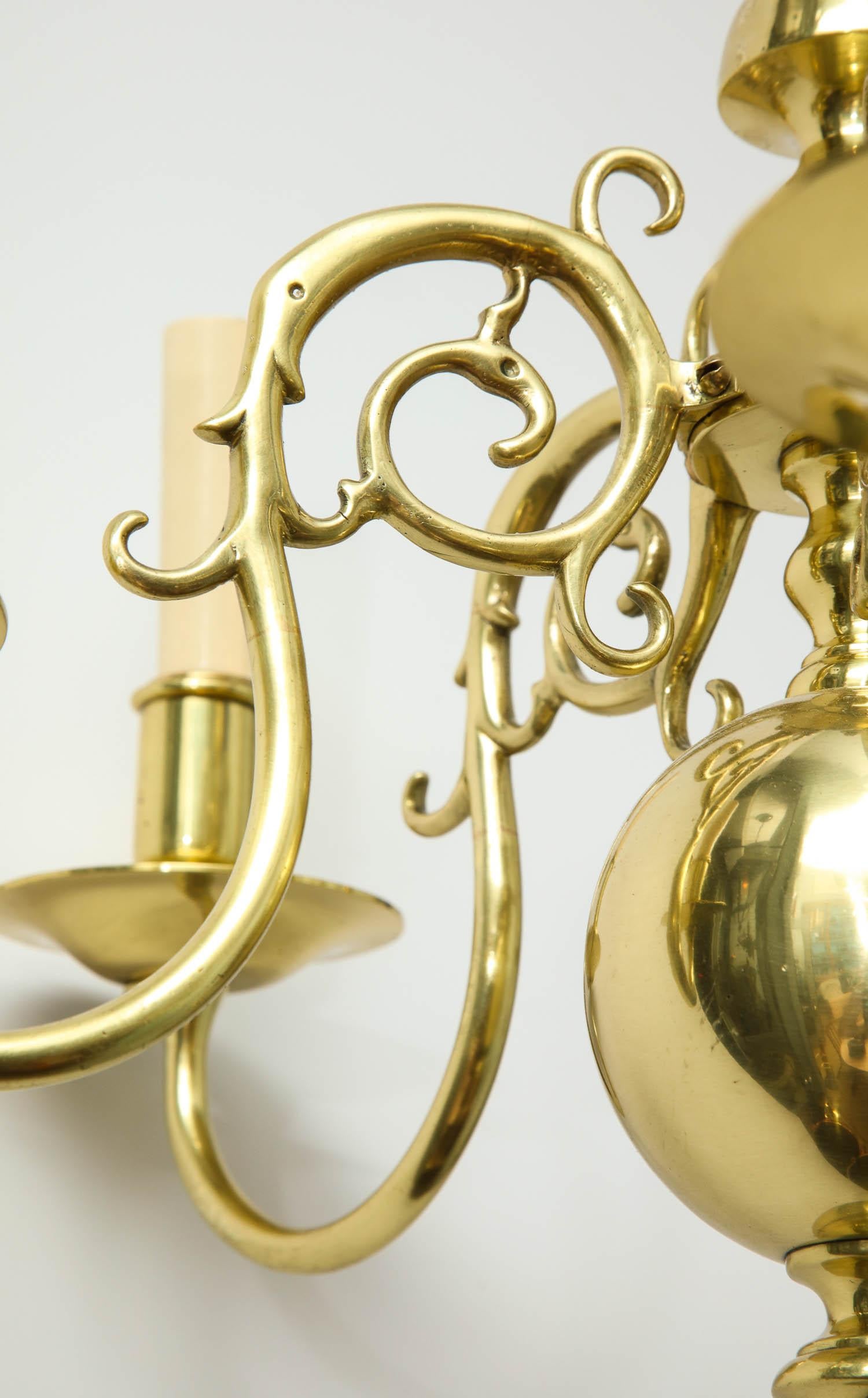 Baroque 1930s Brass Chandelier For Sale