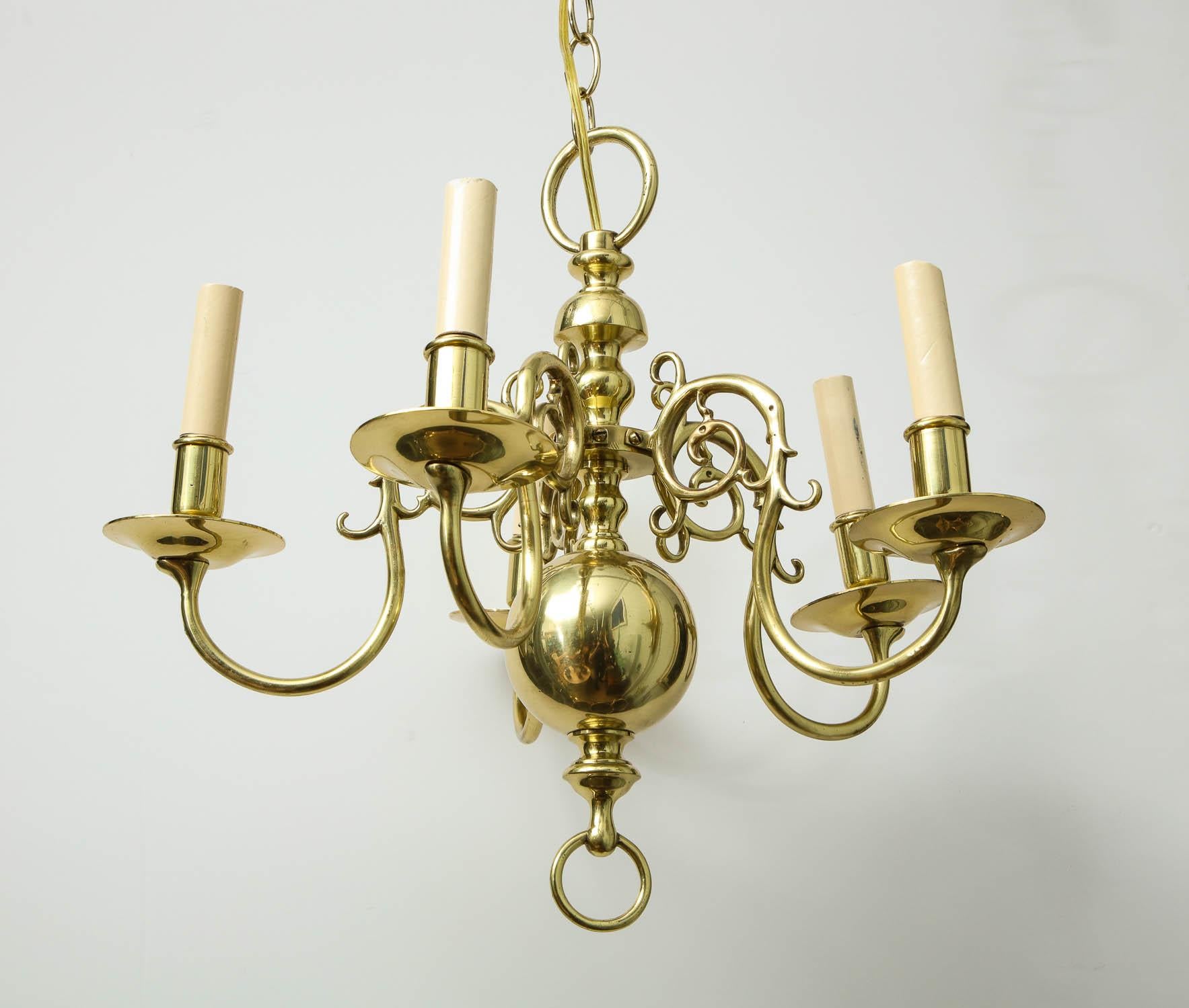 Canadian 1930s Brass Chandelier For Sale