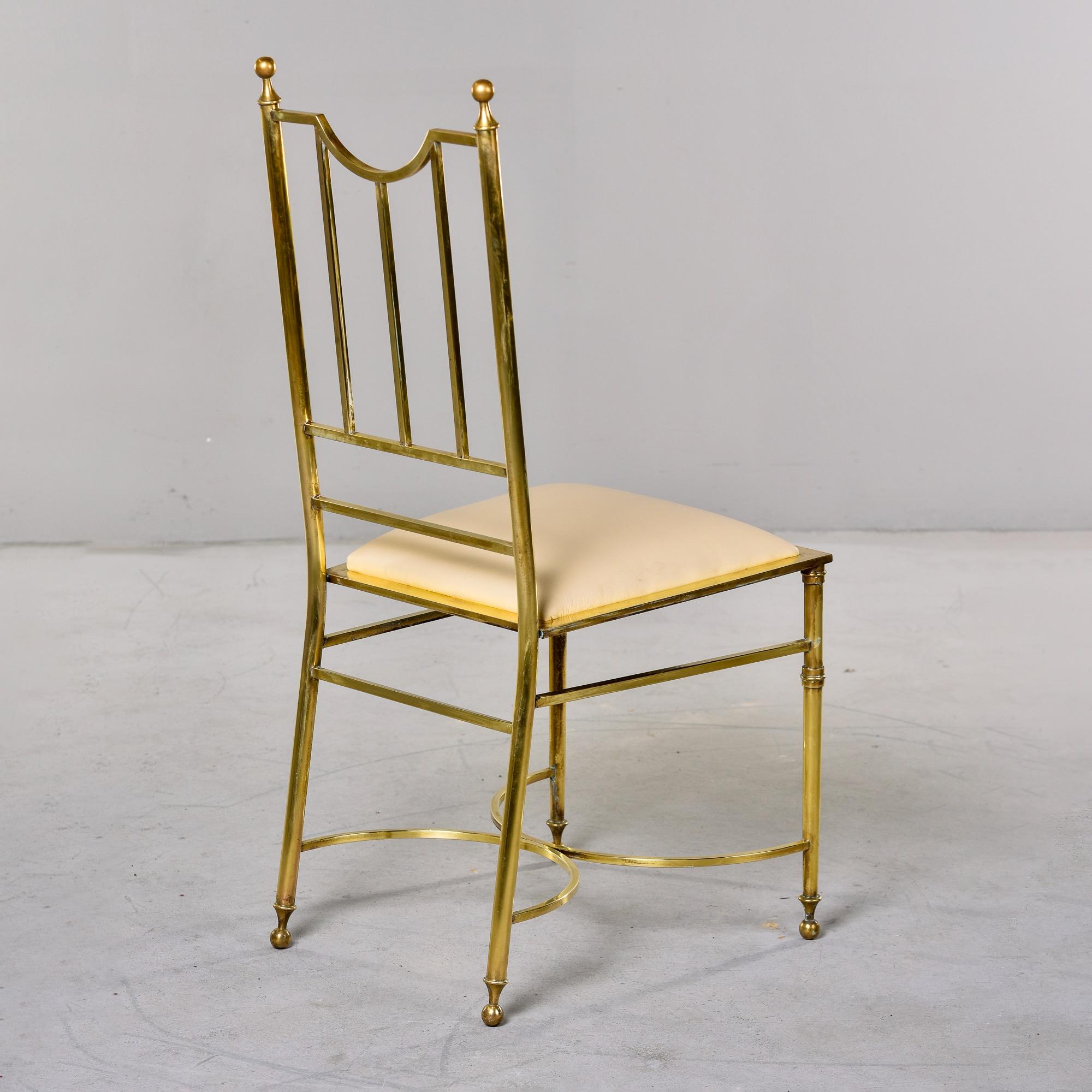 20th Century 1930s Brass Frame Chair with Leather Seat
