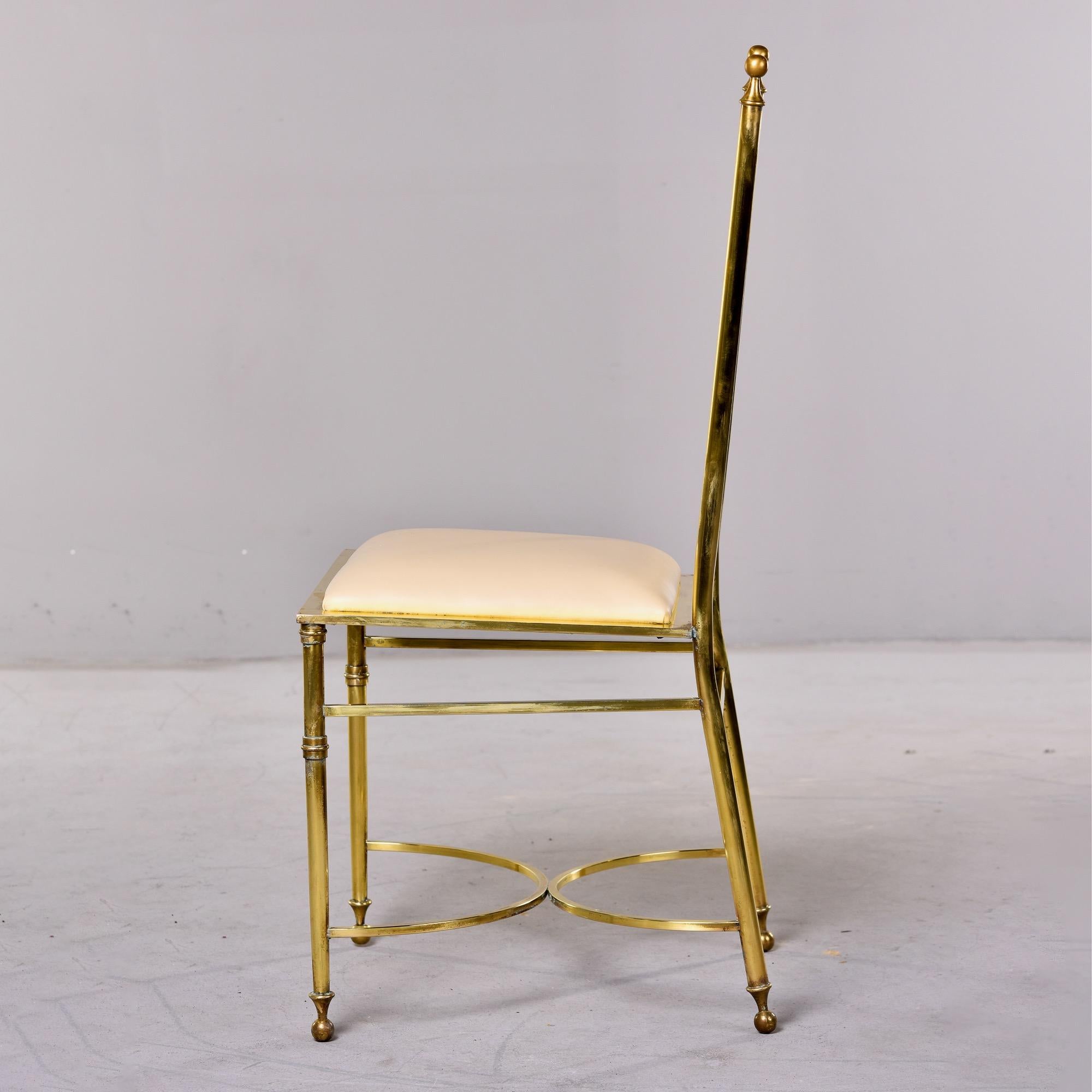 1930s Brass Frame Chair with Leather Seat 3