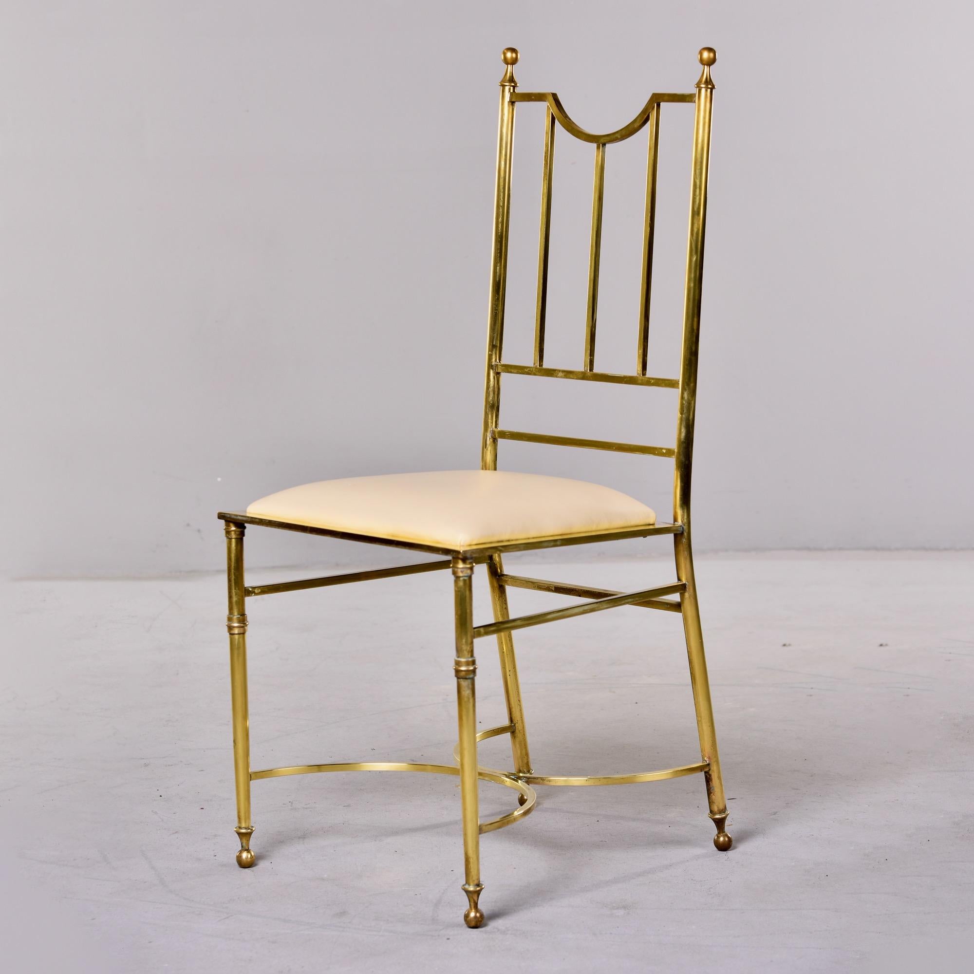 1930s Brass Frame Chair with Leather Seat 4