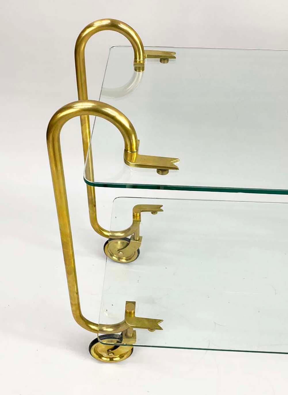 1930s Brass & Glass Italian Bar Cart Attributed to Gio Ponti for Fontana Arte 8