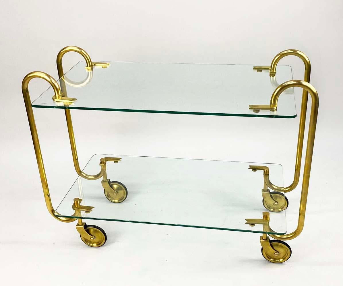 1930s Brass & Glass Italian Bar Cart Attributed to Gio Ponti for Fontana Arte 1