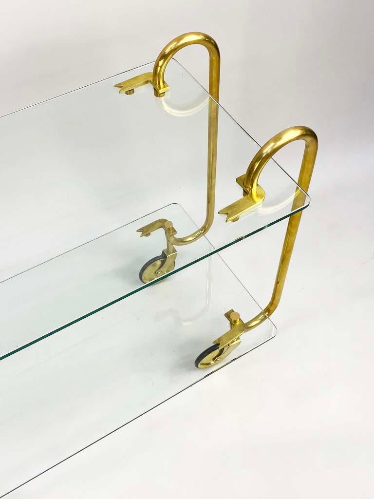 1930s Brass & Glass Italian Bar Cart Attributed to Gio Ponti for Fontana Arte 4