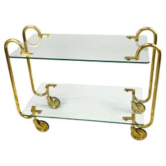 1930s Brass & Glass Italian Bar Cart Attributed to Gio Ponti for Fontana Arte
