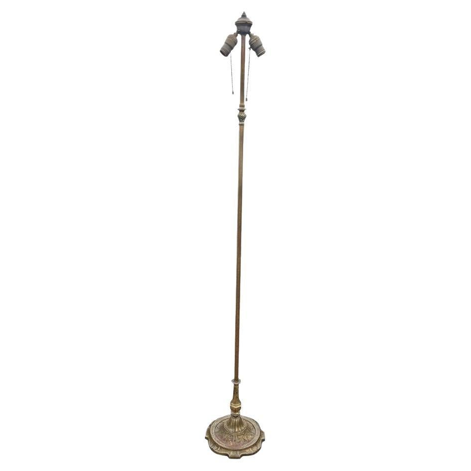 Lampada da terra in ottone anni '30, illuminazione
