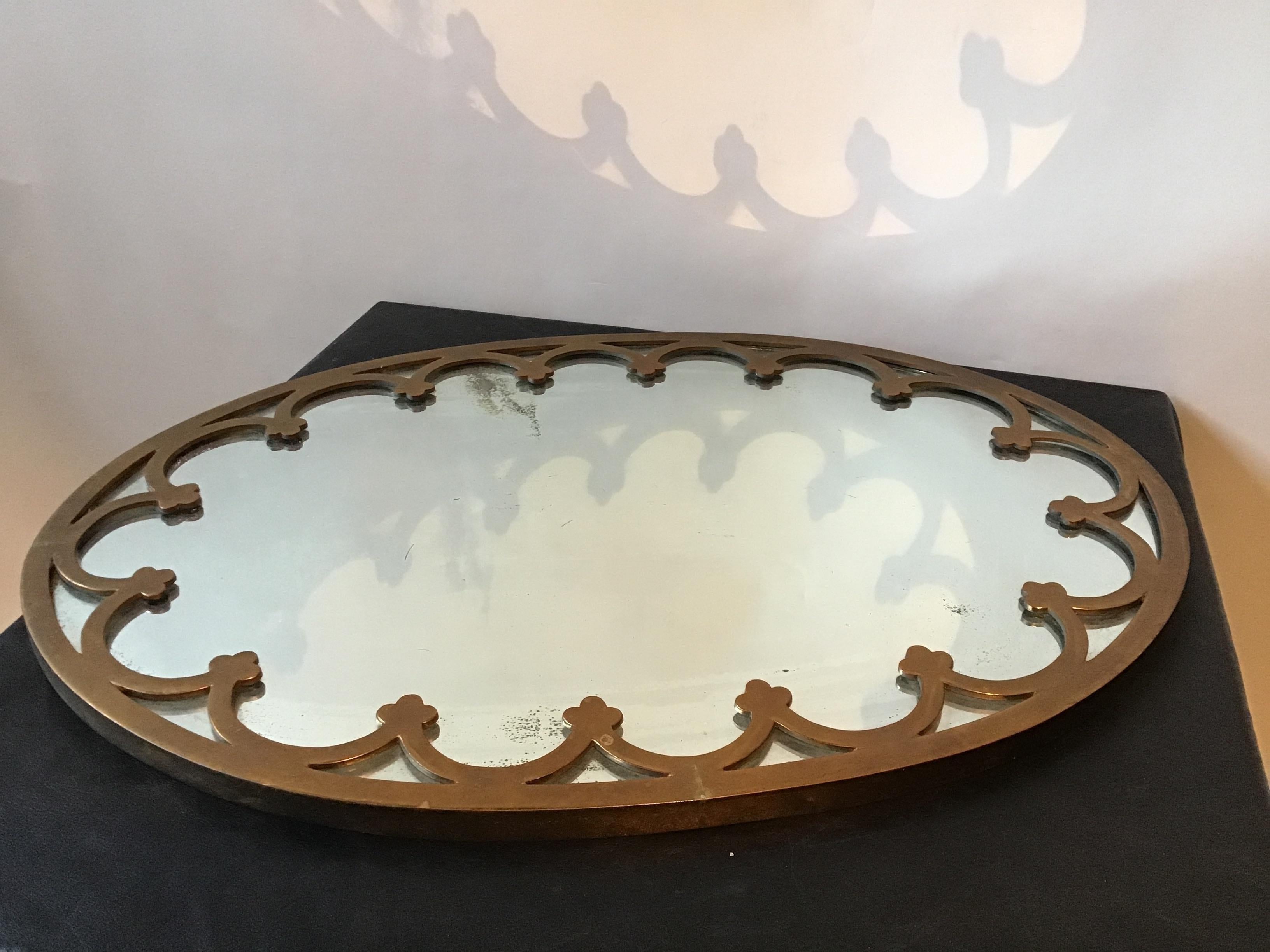 1930s Brass Oval Mirror 7