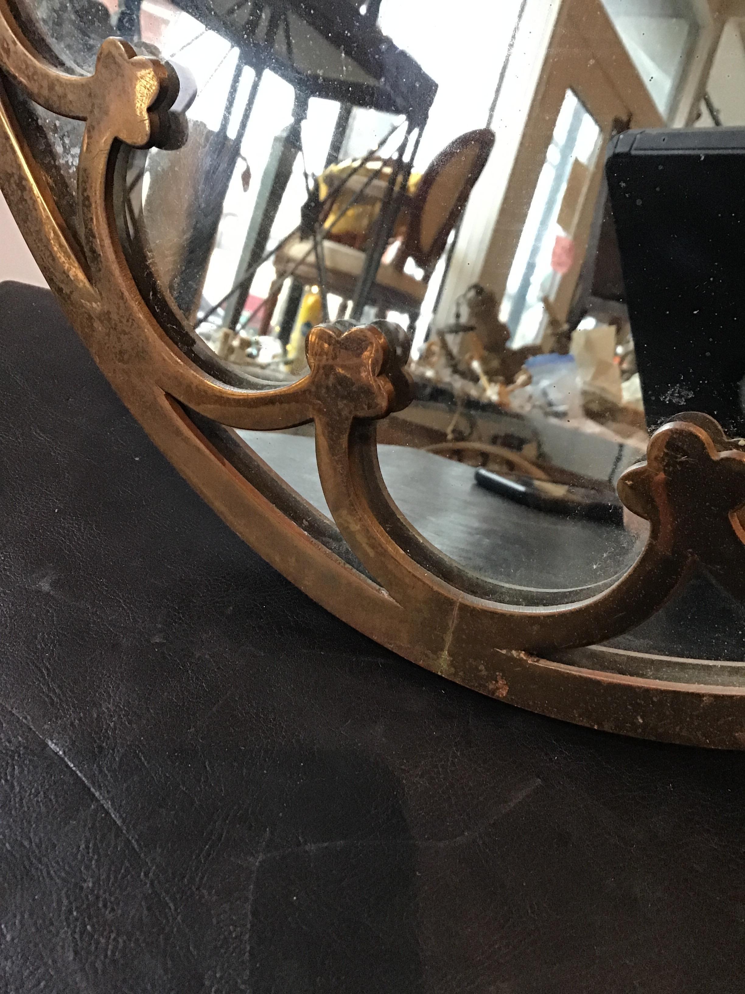1930s Brass Oval Mirror 2