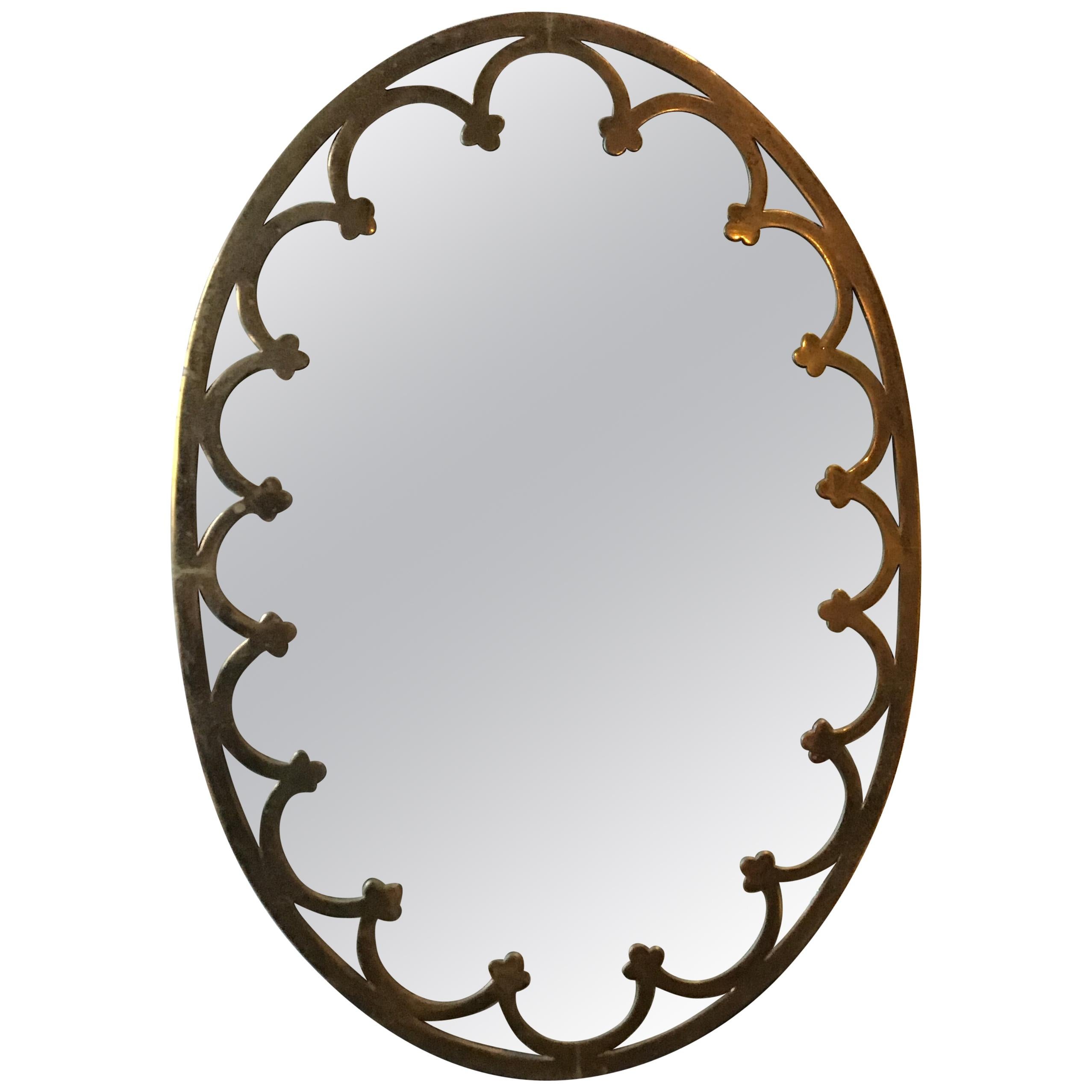 1930s Brass Oval Mirror