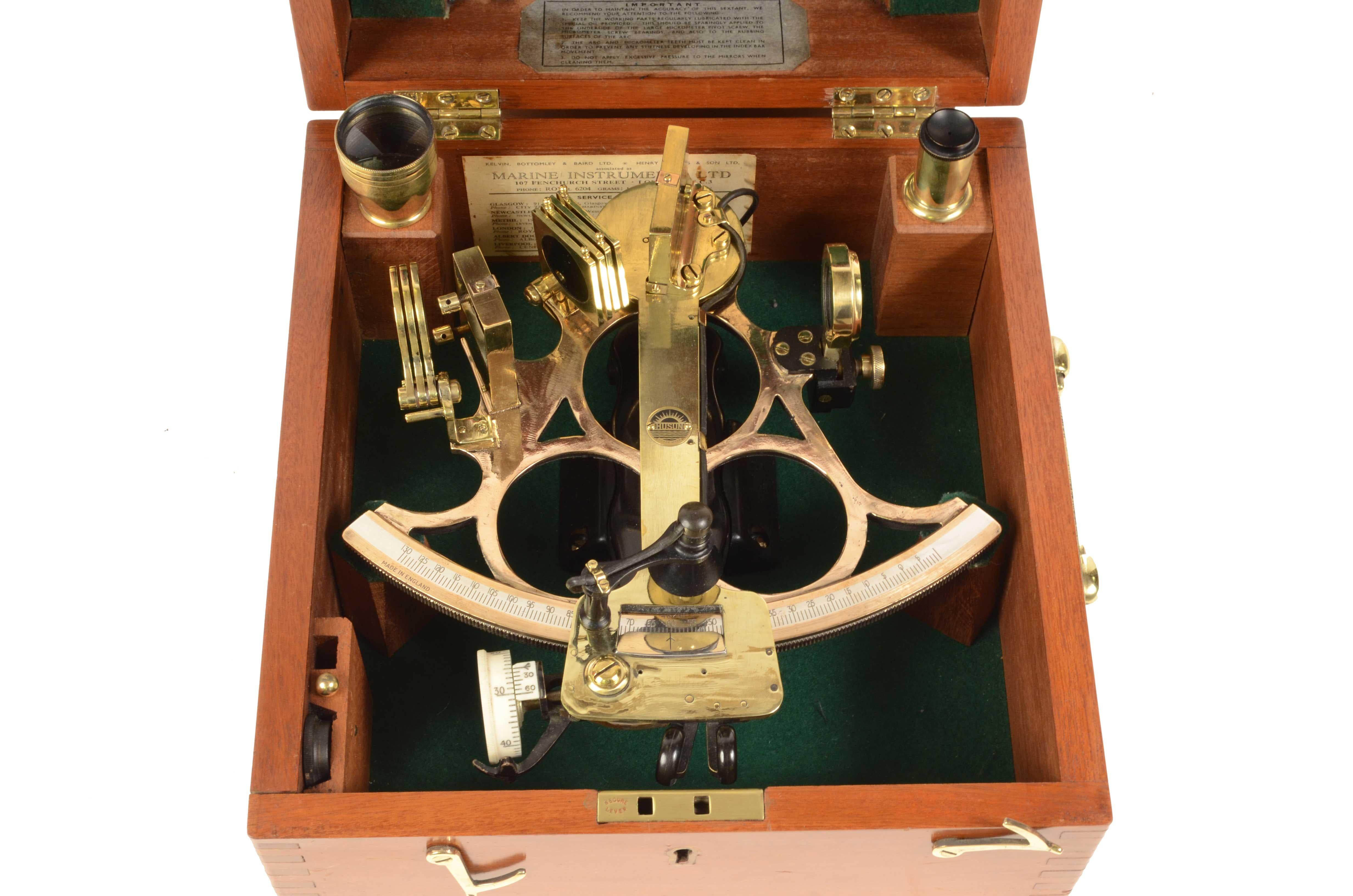 1930s Brass Sextant H. Hughes & Son Antique Marine Navigation Instrument 9