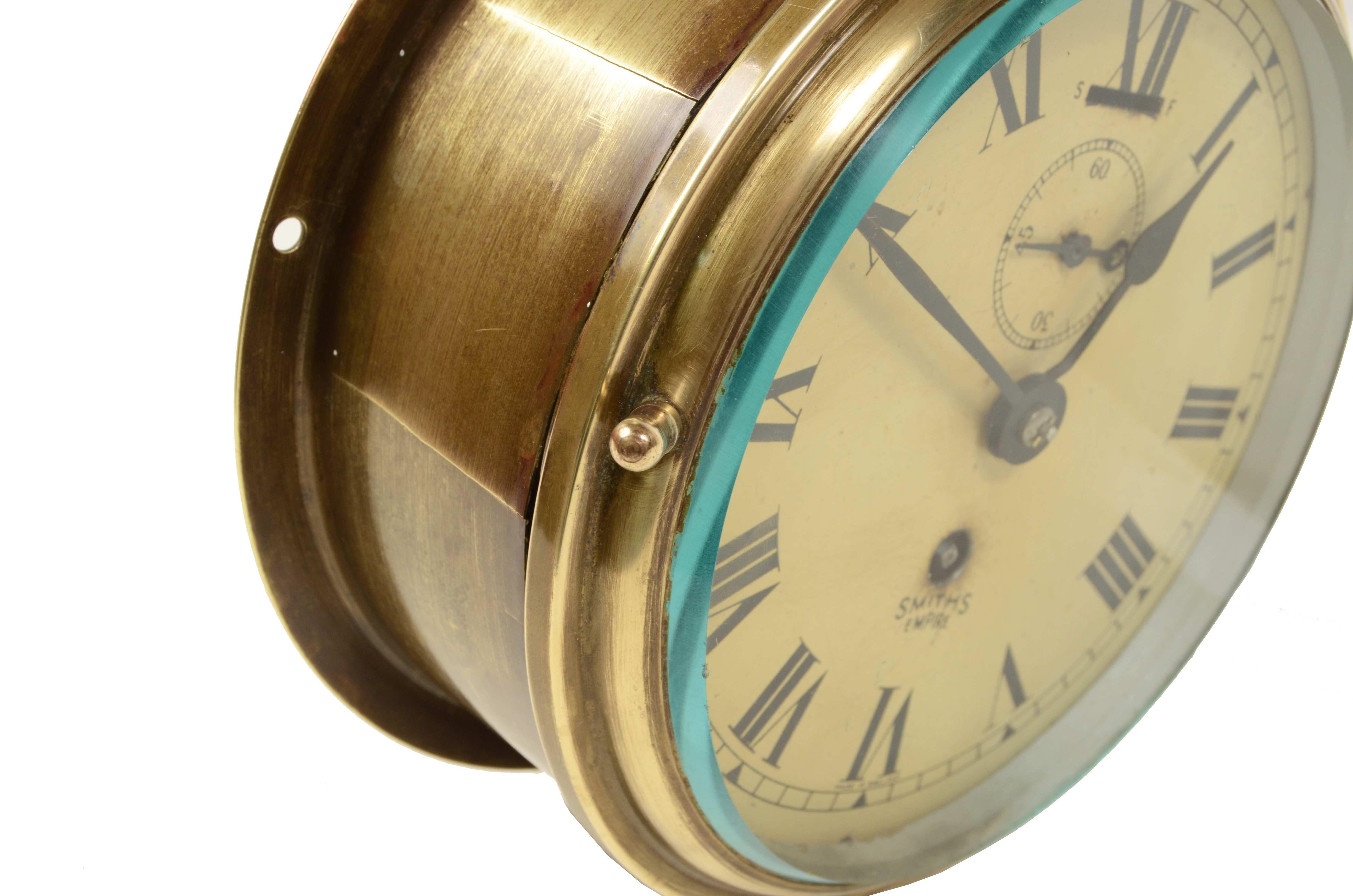 1930s Brass Smith Empire Shipboard Clock Antique Marine Navigation Instrument 2