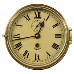 1930s Brass Smith Empire Shipboard Clock Antique Marine Navigation Instrument