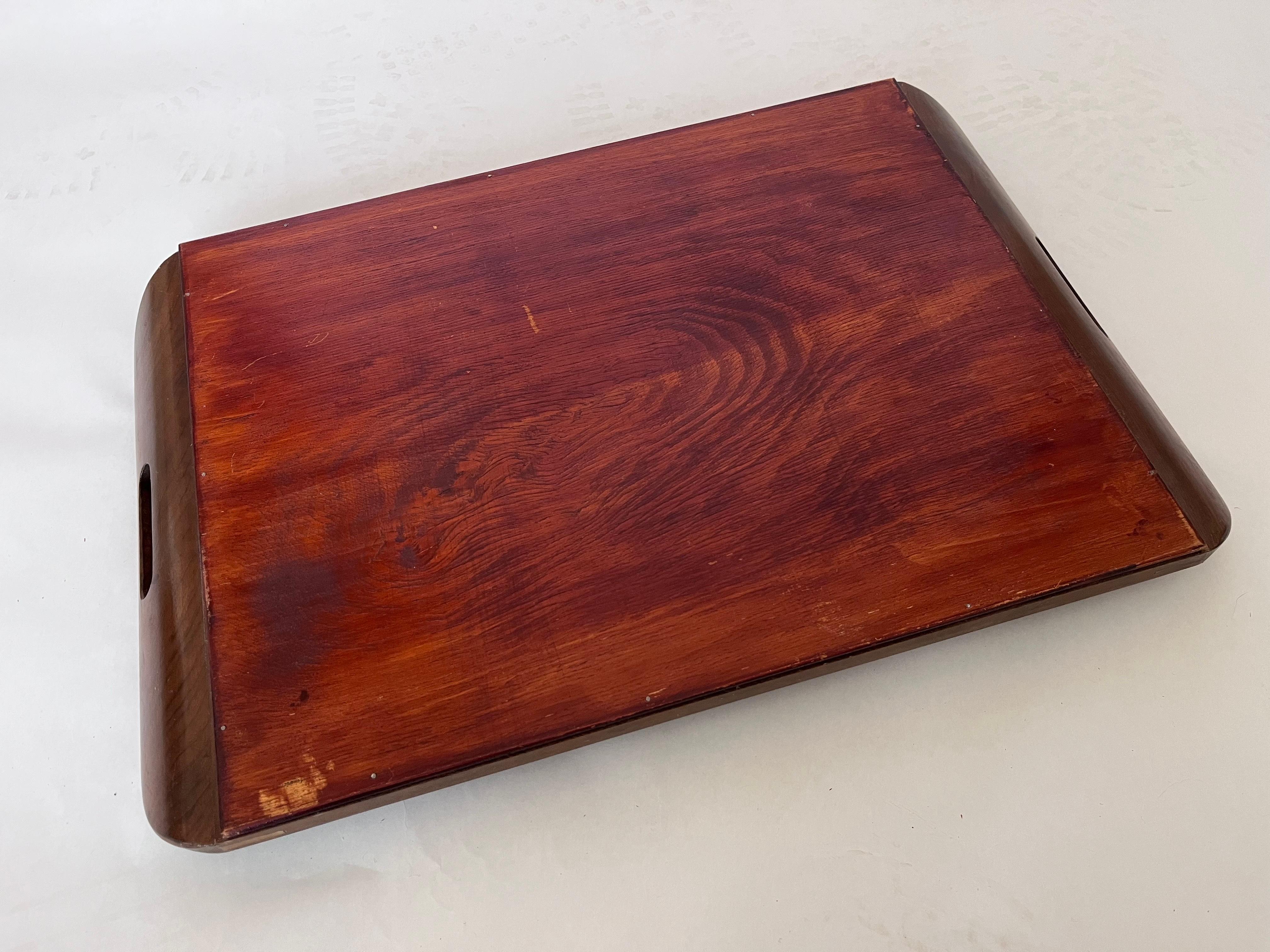 1930s Brazilian Art Deco Butterfly Wing Cocktail Tray Rio de Janeiro Landscape For Sale 4