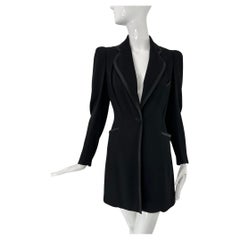 1930s Brenner Bros. New York, Black Wool Blend Twill Tuxedo Style Coat Small