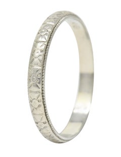 1930's Bristol Ring Co. Art Deco 18 Karat White Gold Unisex Flower Band Ring