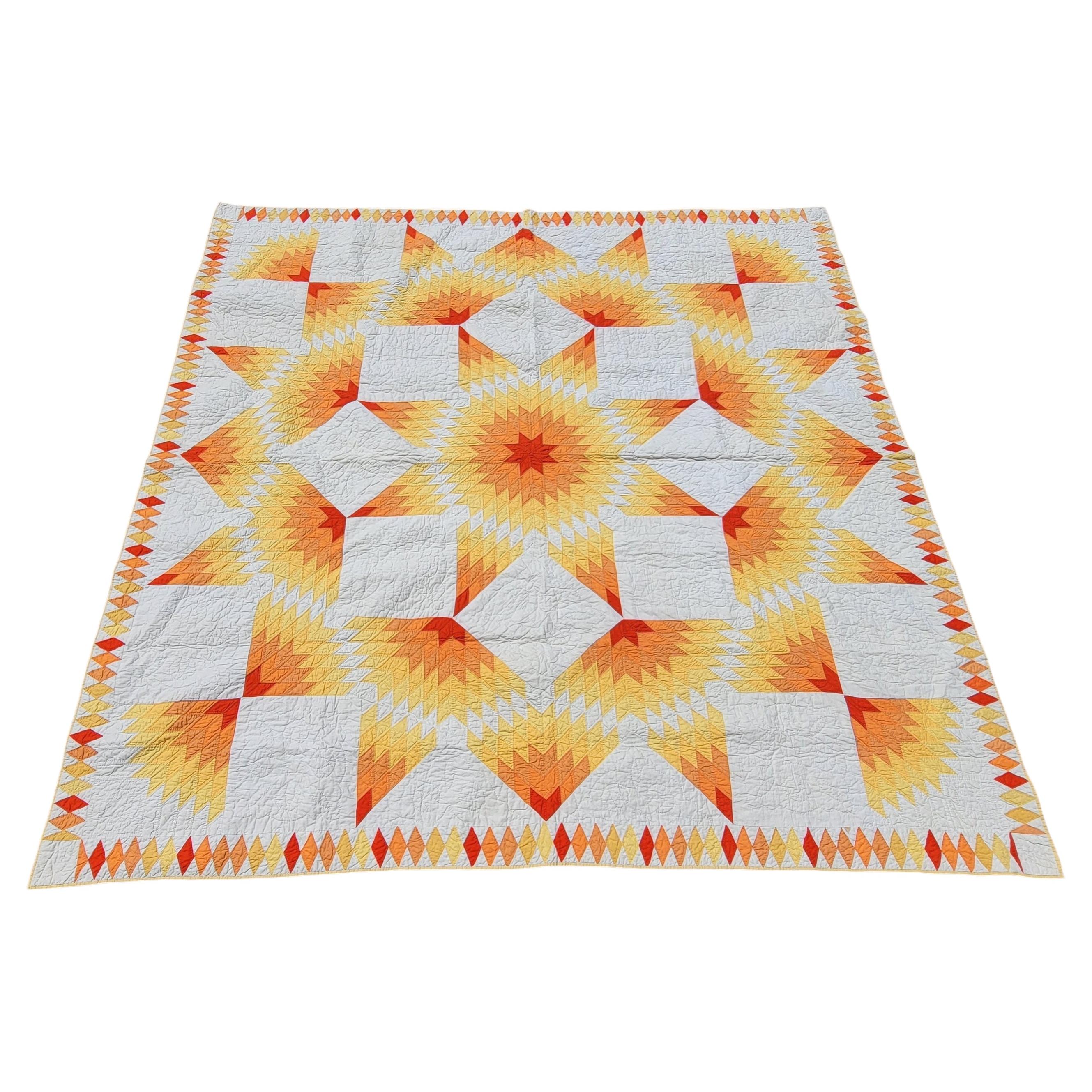 1930s Broken Star Quilt With South Western Colors