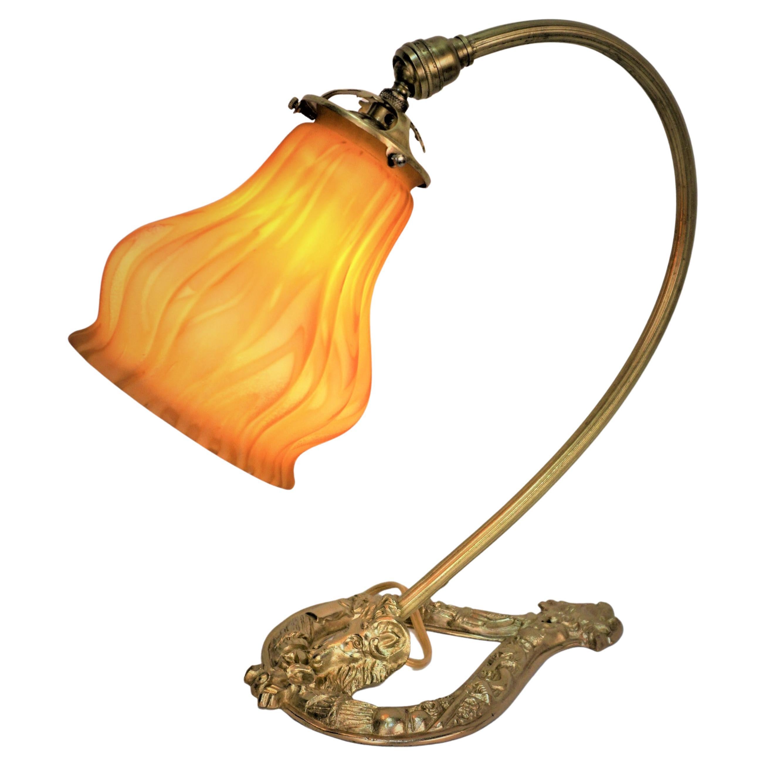 1930's Bronze and Cased Glass Table/wall Lamp For Sale