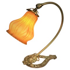 1930's Bronze and Cased Glass Table/wall Lamp