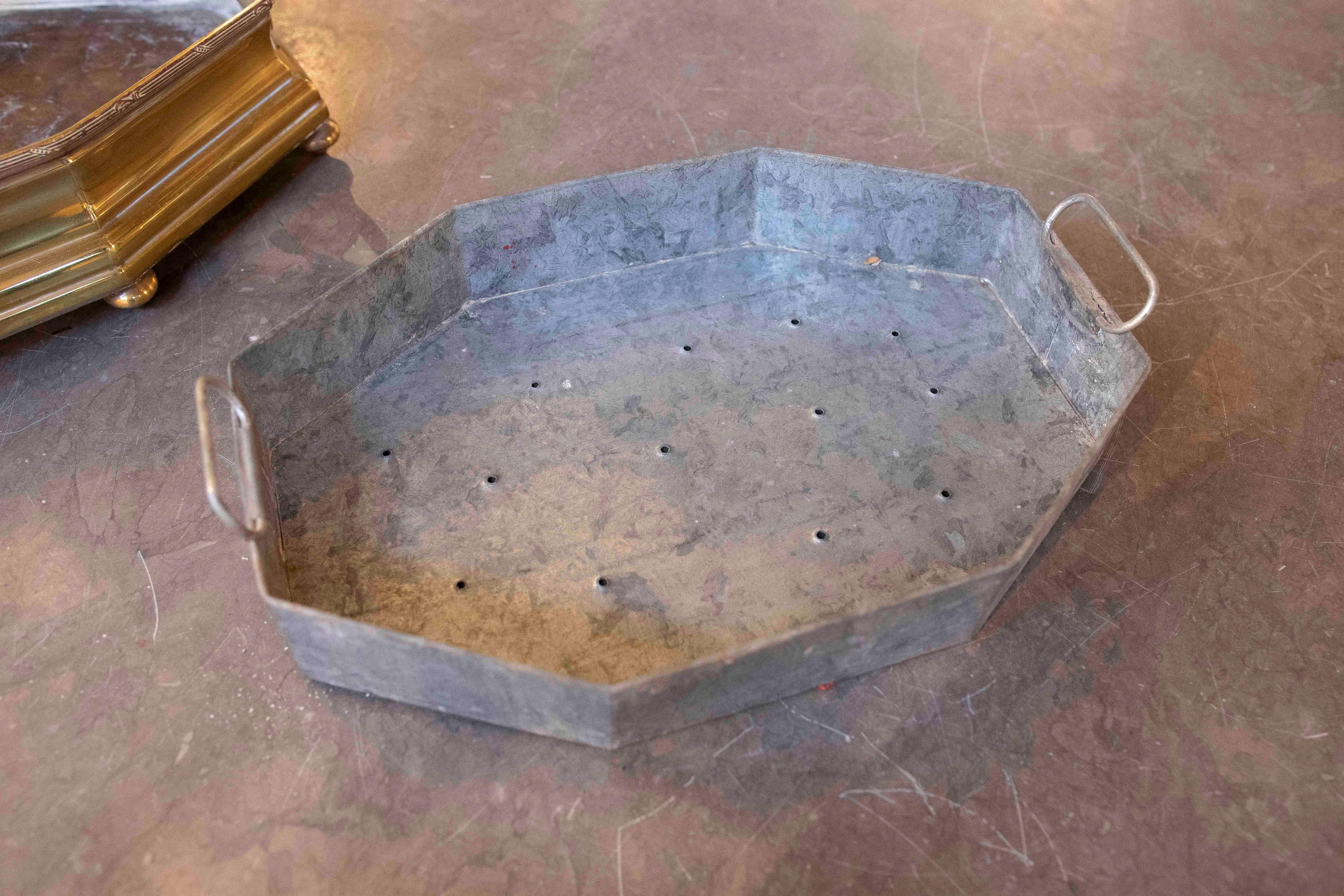 1930s Bronze and Metal Table Planter with Handles and Legs For Sale 6