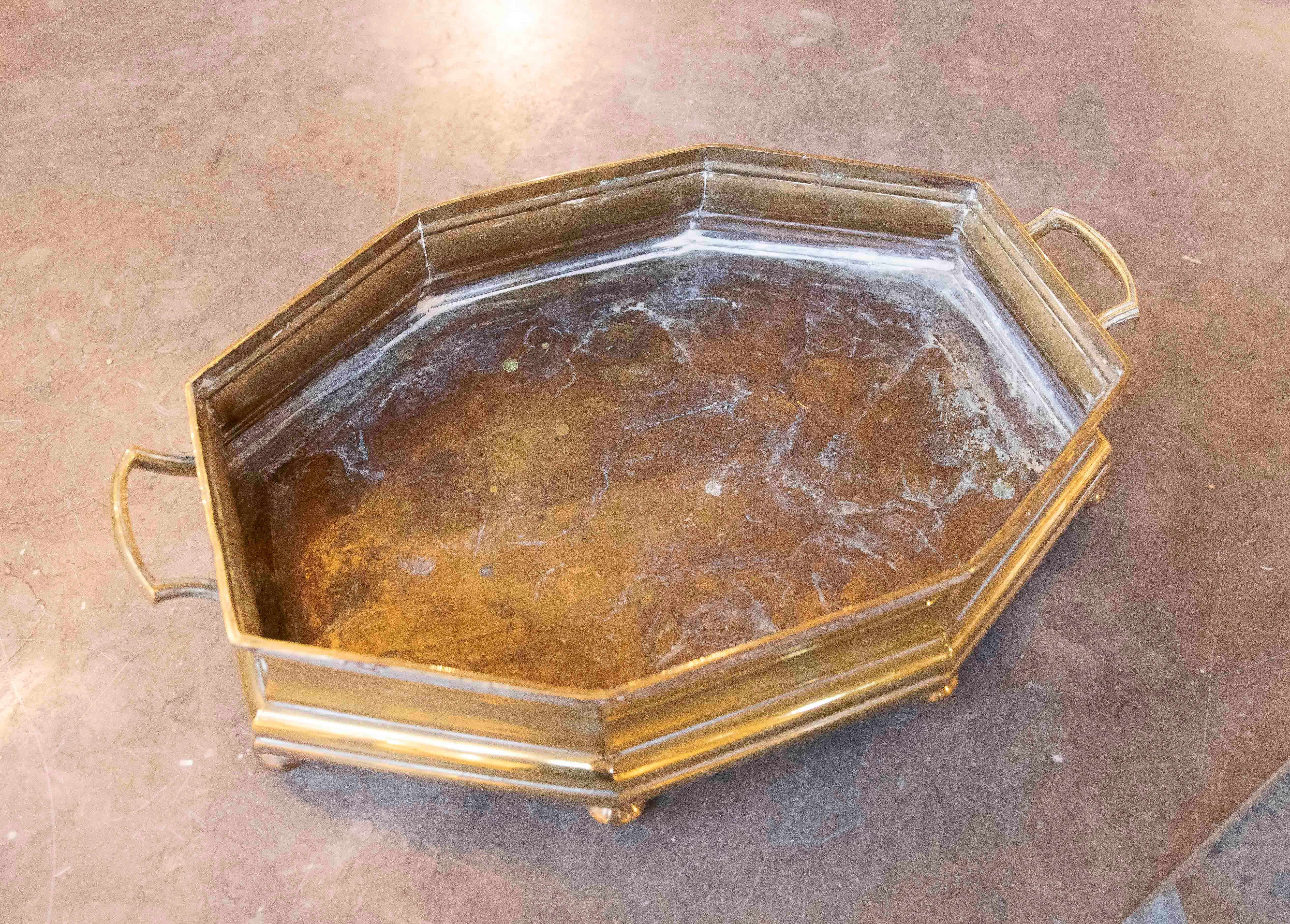 1930s Bronze and Metal Table Planter with Handles and Legs For Sale 7