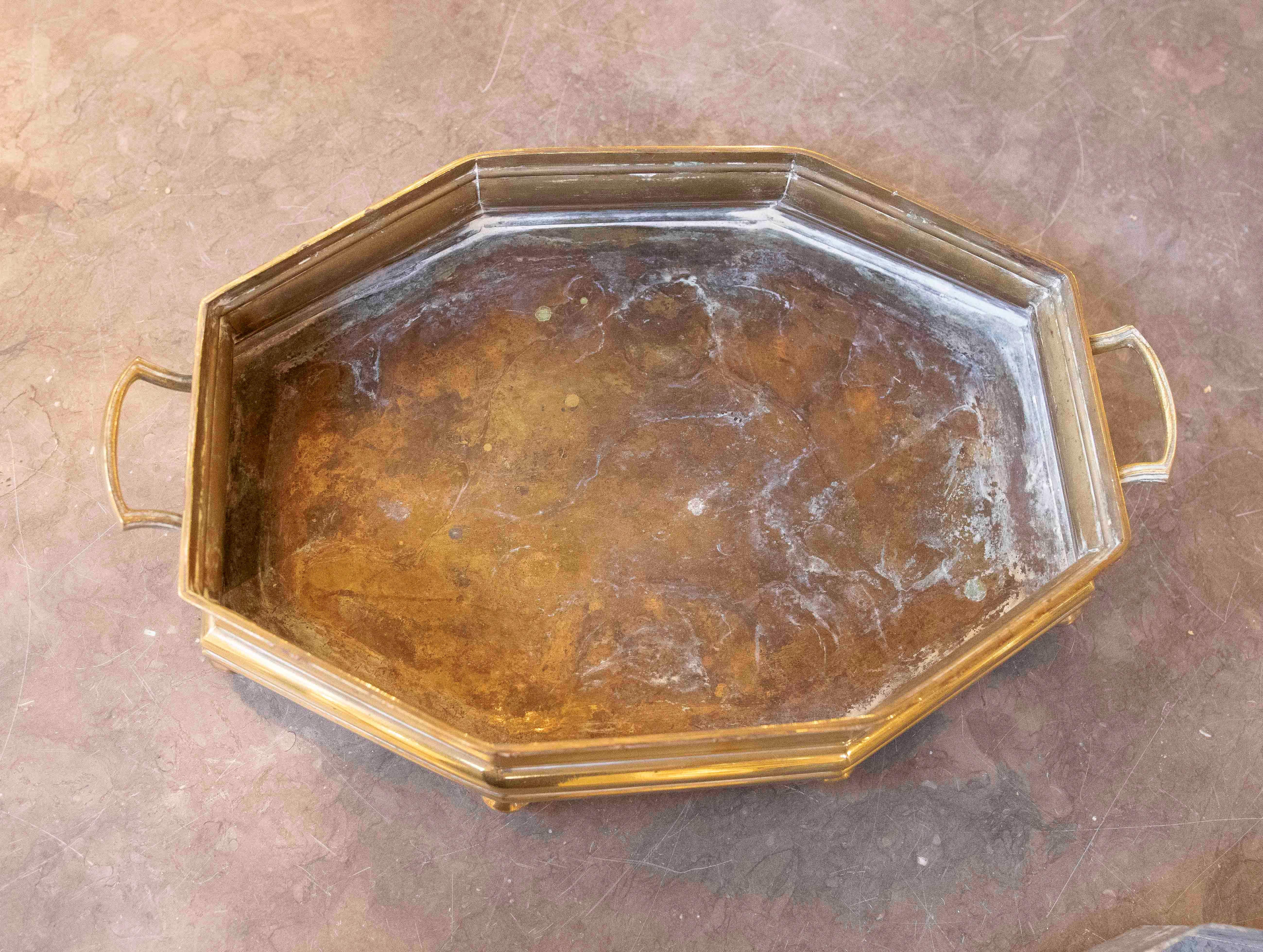 1930s Bronze and Metal Table Planter with Handles and Legs For Sale 8