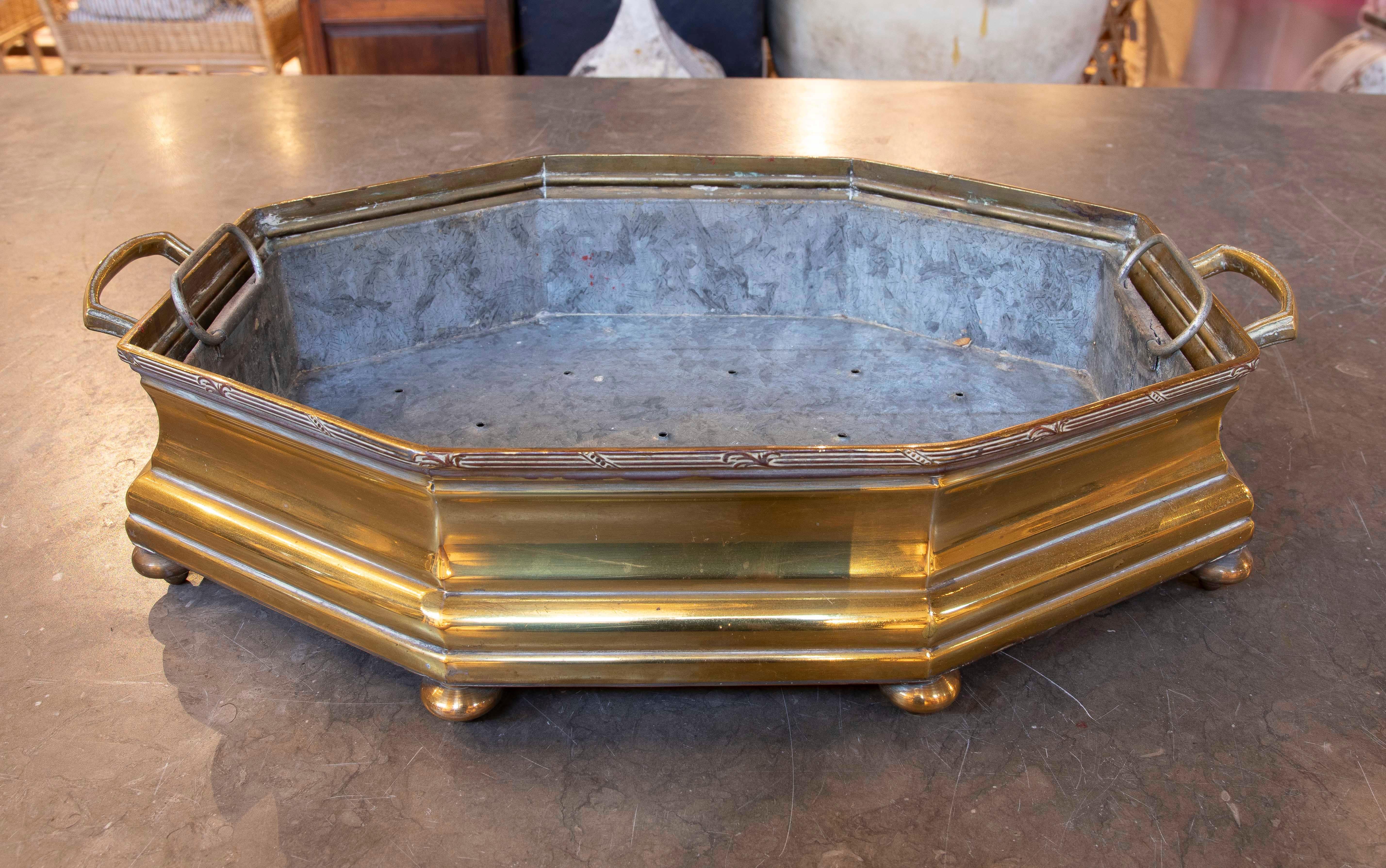 French 1930s Bronze and Metal Table Planter with Handles and Legs For Sale