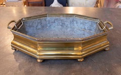 1930s Bronze and Metal Table Planter with Handles and Legs