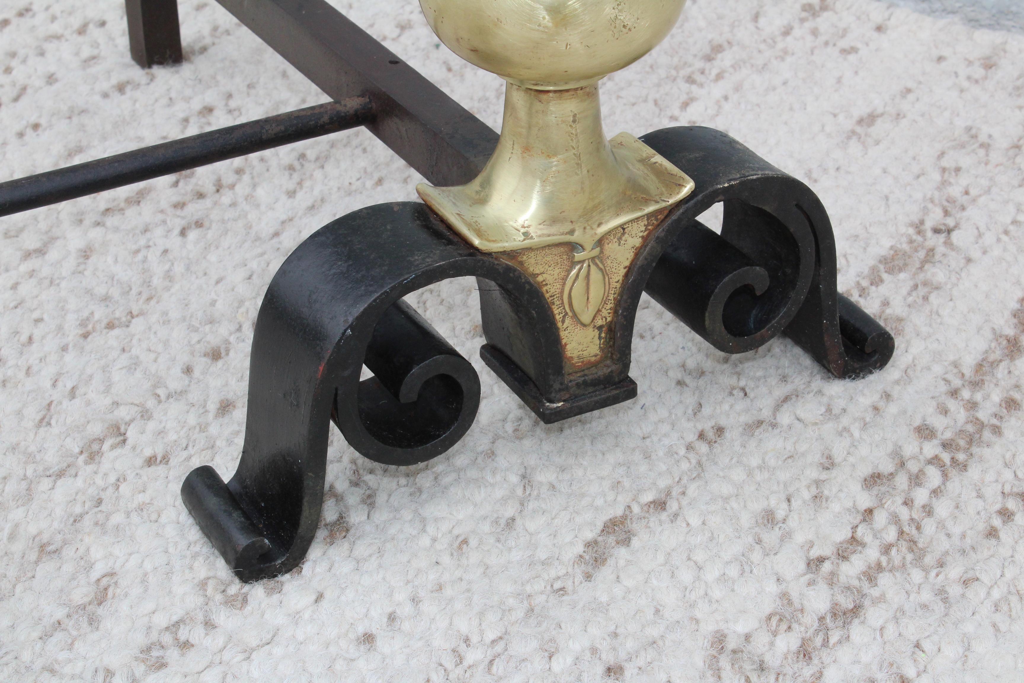 1930s Bronze Andirons For Sale 4