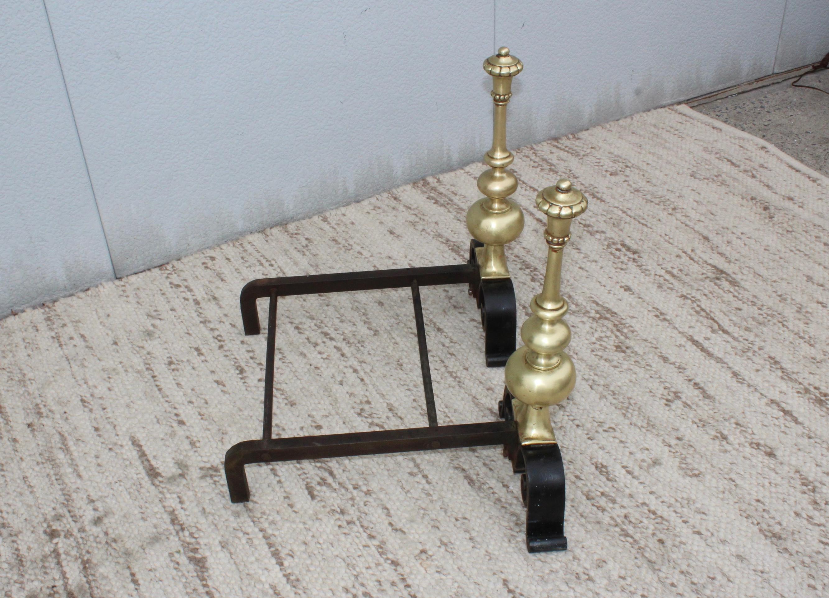 1930s Bronze Andirons For Sale 9