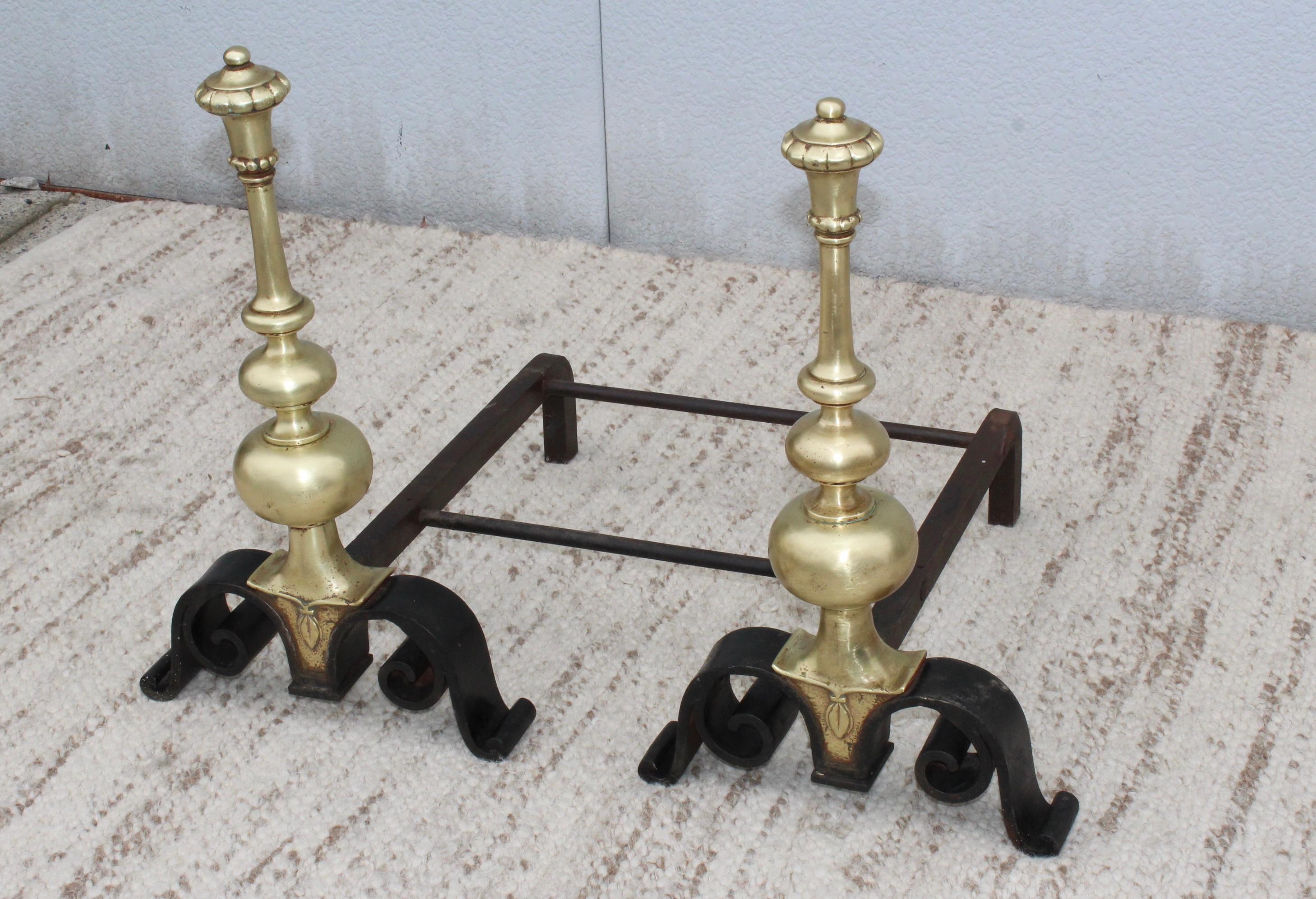 American 1930s Bronze Andirons For Sale