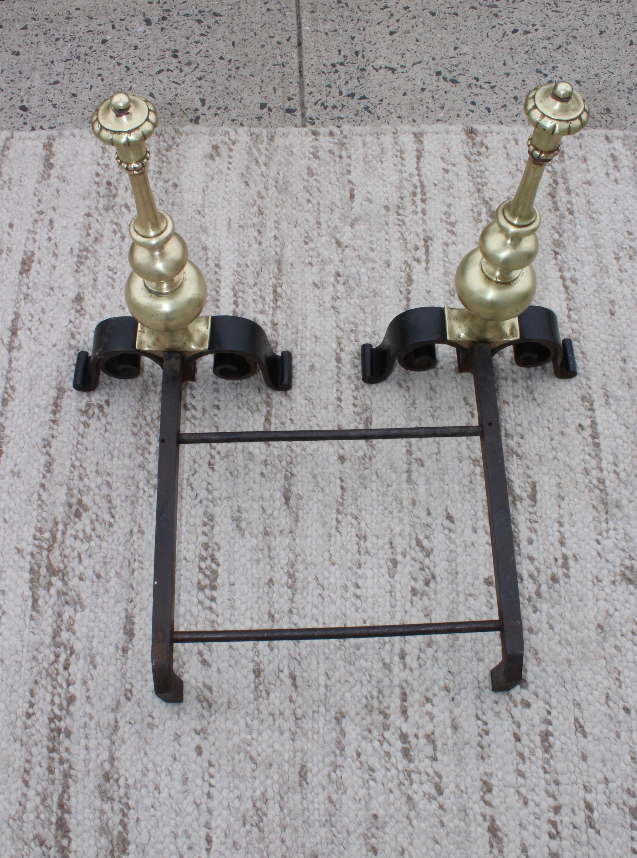 Mid-20th Century 1930s Bronze Andirons For Sale