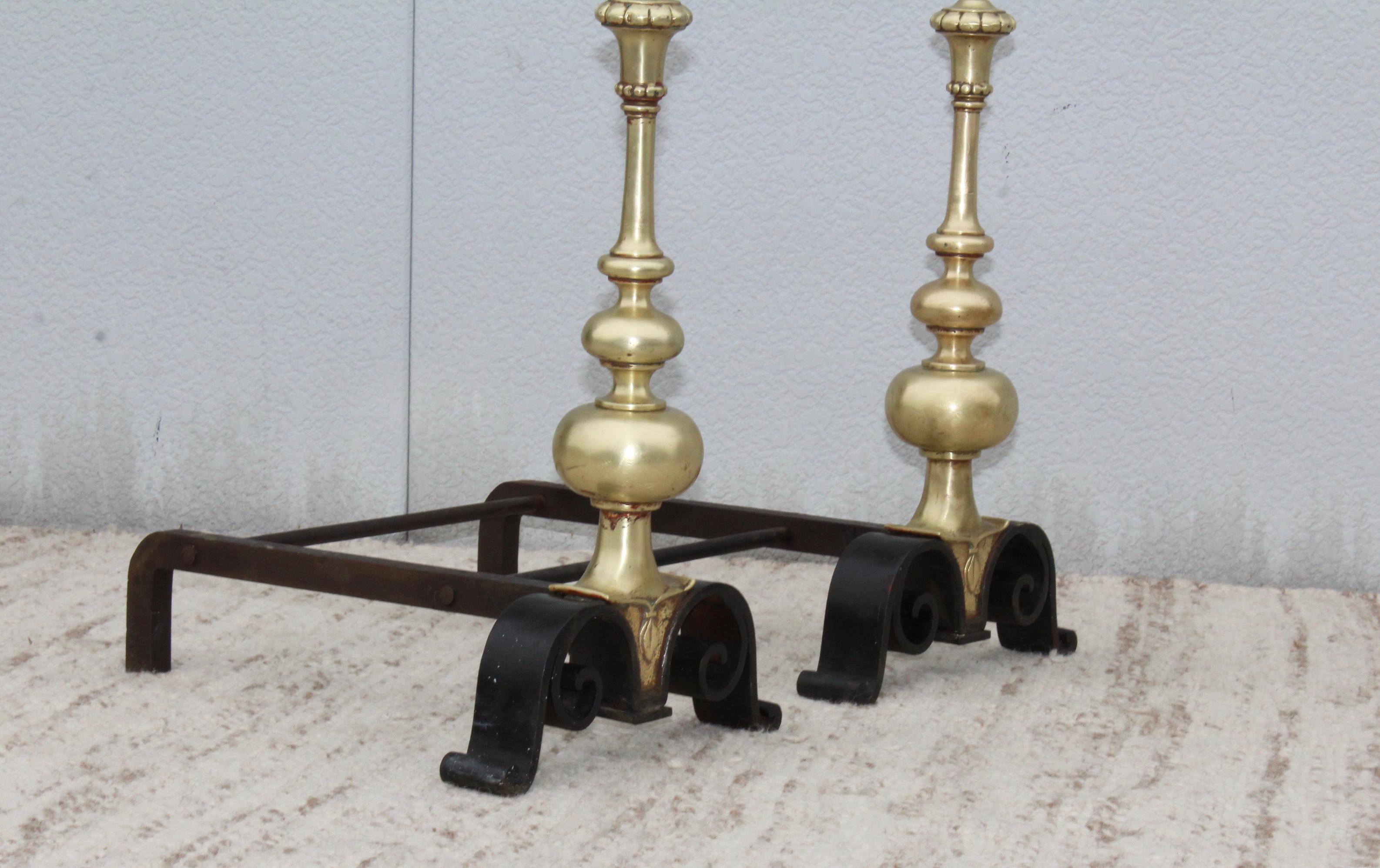 1930s Bronze Andirons For Sale 1