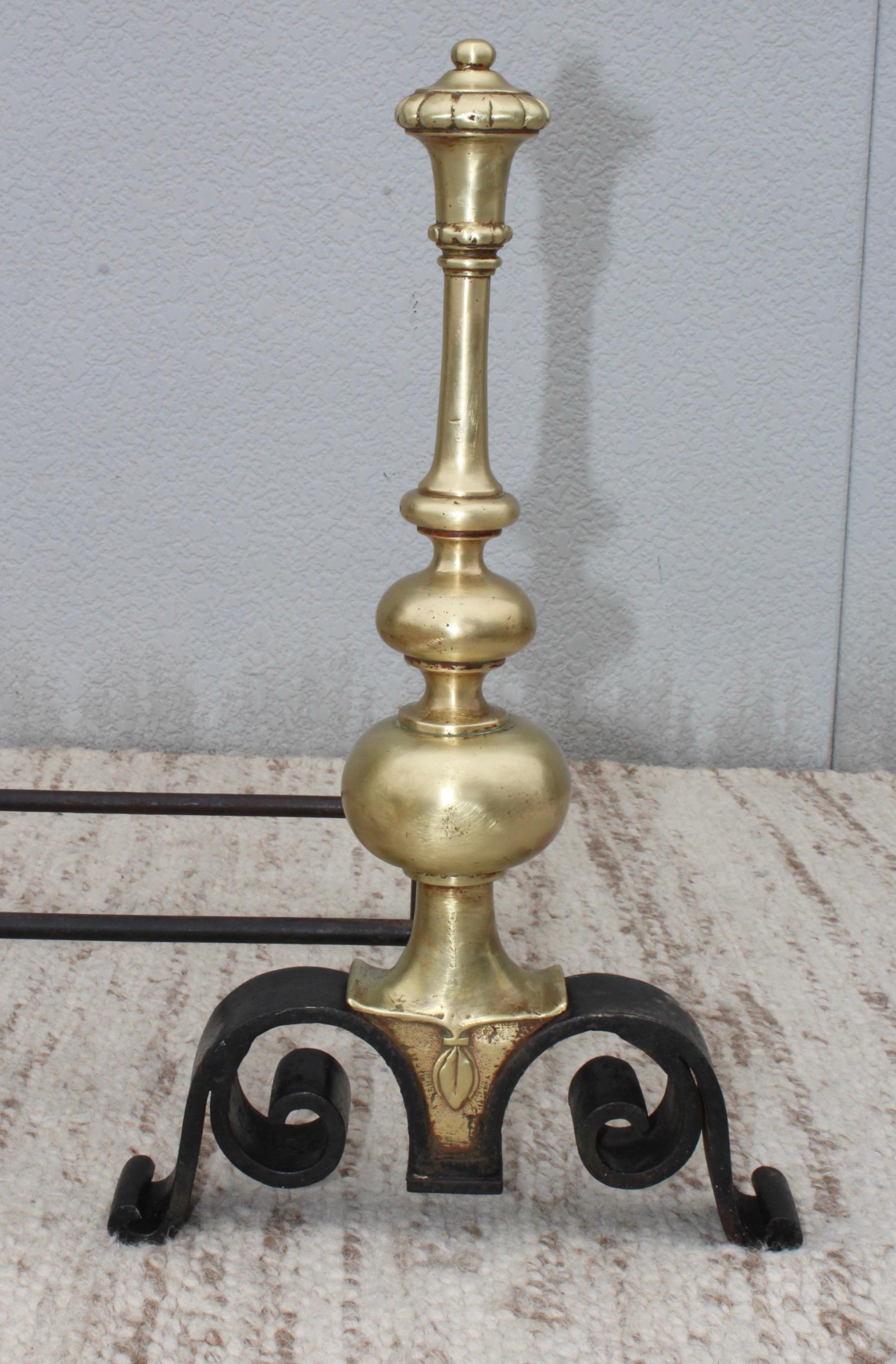 1930s Bronze Andirons For Sale 3