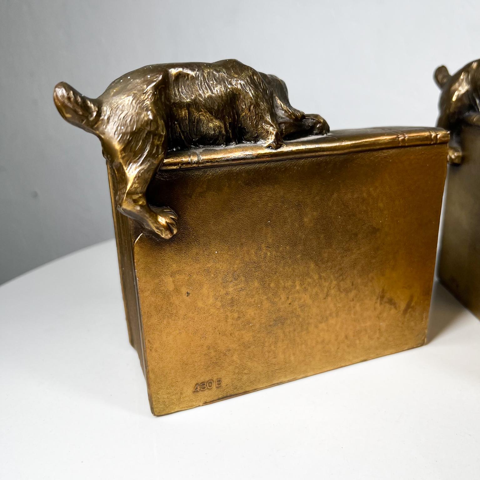 1930s Bronze Brass Cocker Spaniel Dog Bookends Florida USA 1