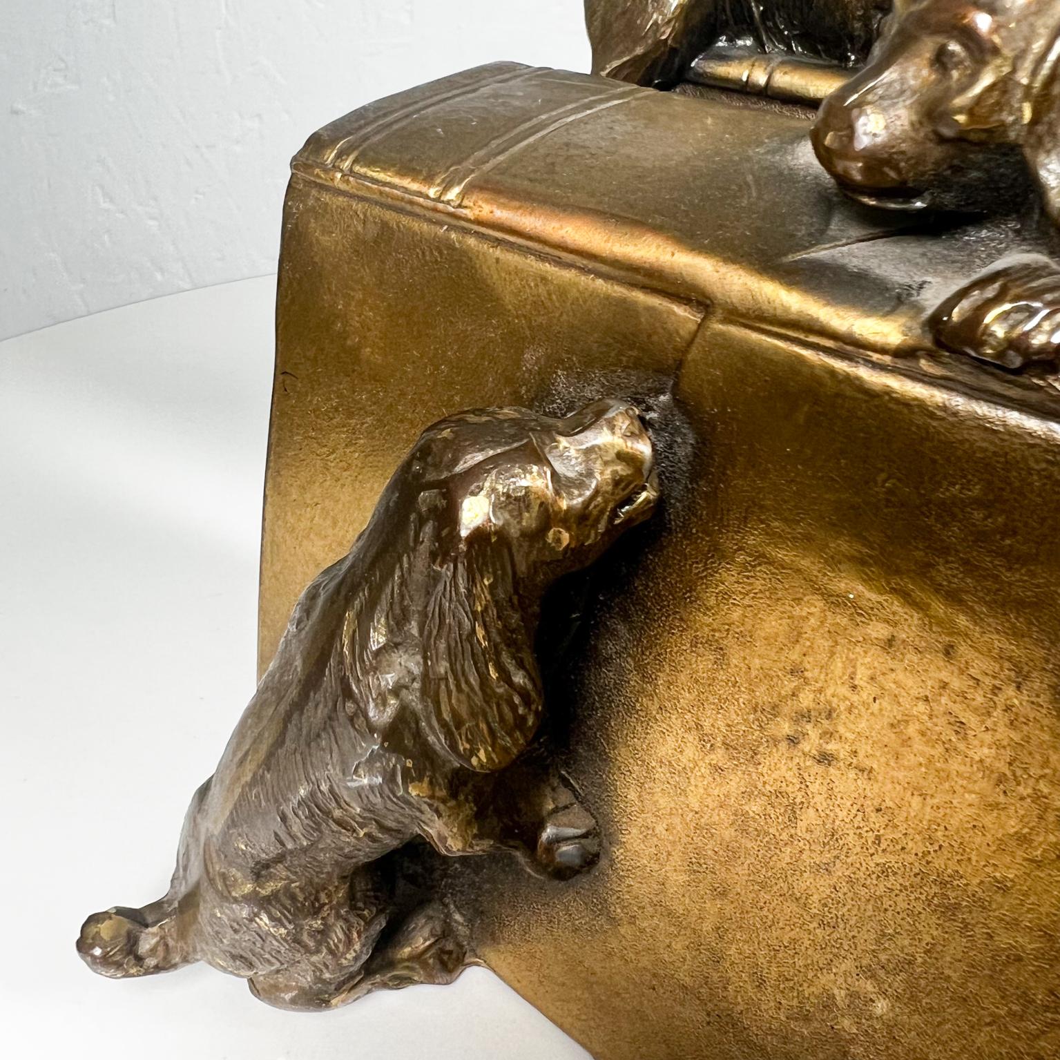 Mid-20th Century 1930s Bronze Brass Cocker Spaniel Dog Bookends Florida USA