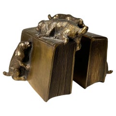 1930s Bronze Brass Cocker Spaniel Dog Bookends Florida USA