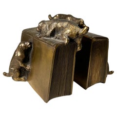 Vintage 1930s Bronze Brass Cocker Spaniel Dog Bookends Florida USA