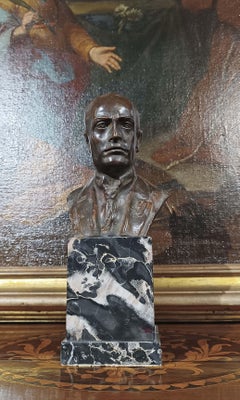 1930s BRONZE BUST OF BENITO MUSSOLINI