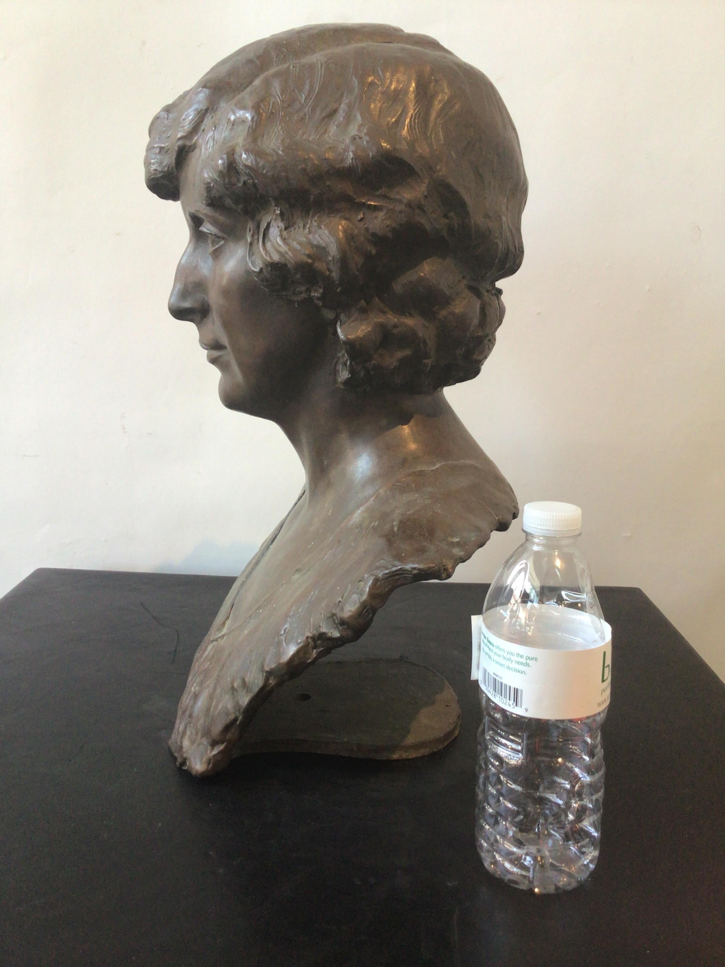 1930s Bronze Bust of Woman In Good Condition In Tarrytown, NY