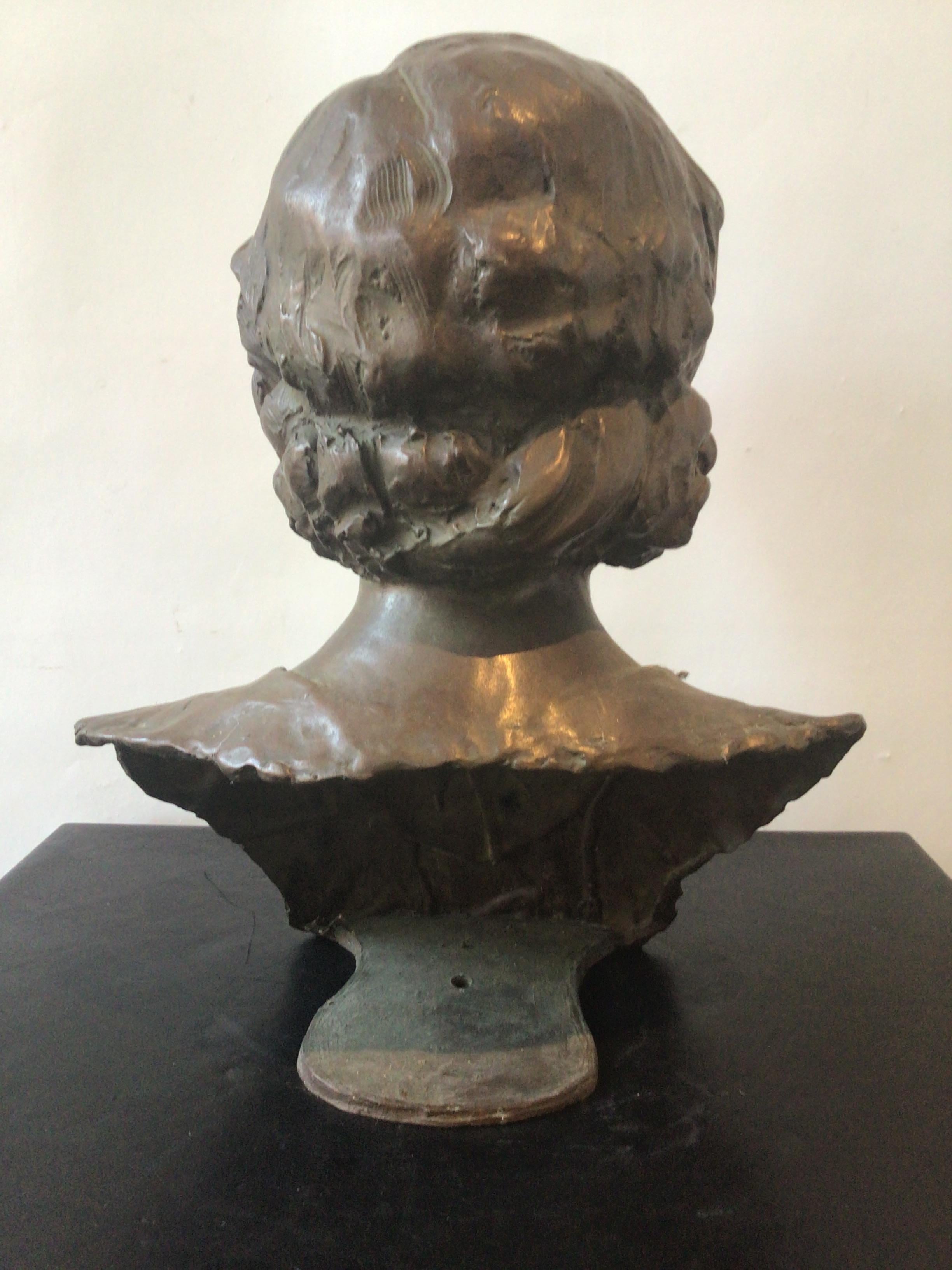 Mid-20th Century 1930s Bronze Bust of Woman