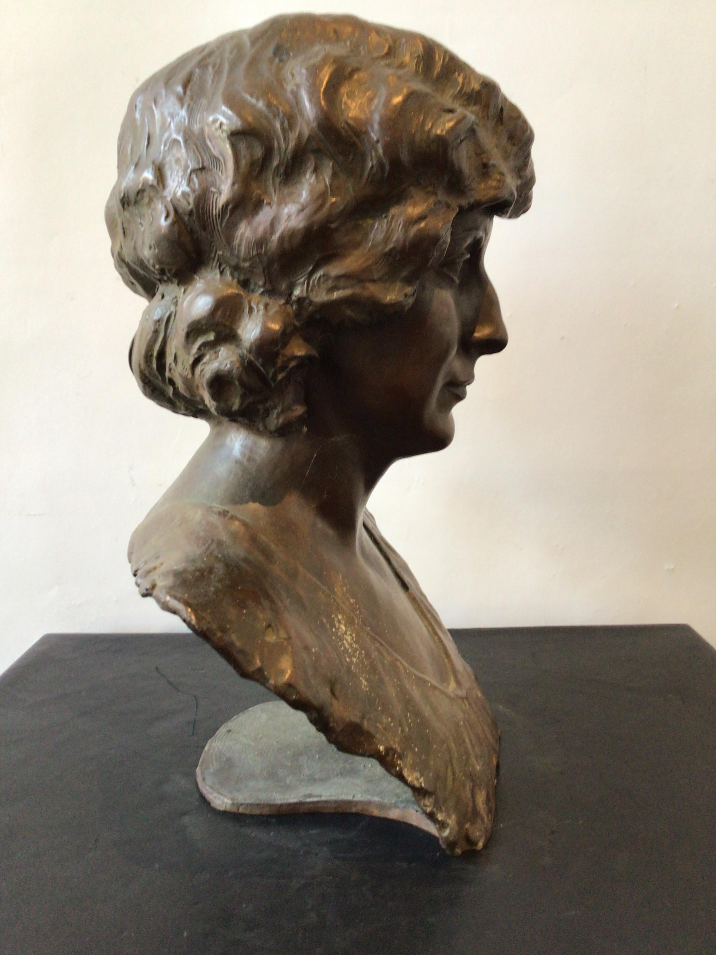 1930s Bronze Bust of Woman 1