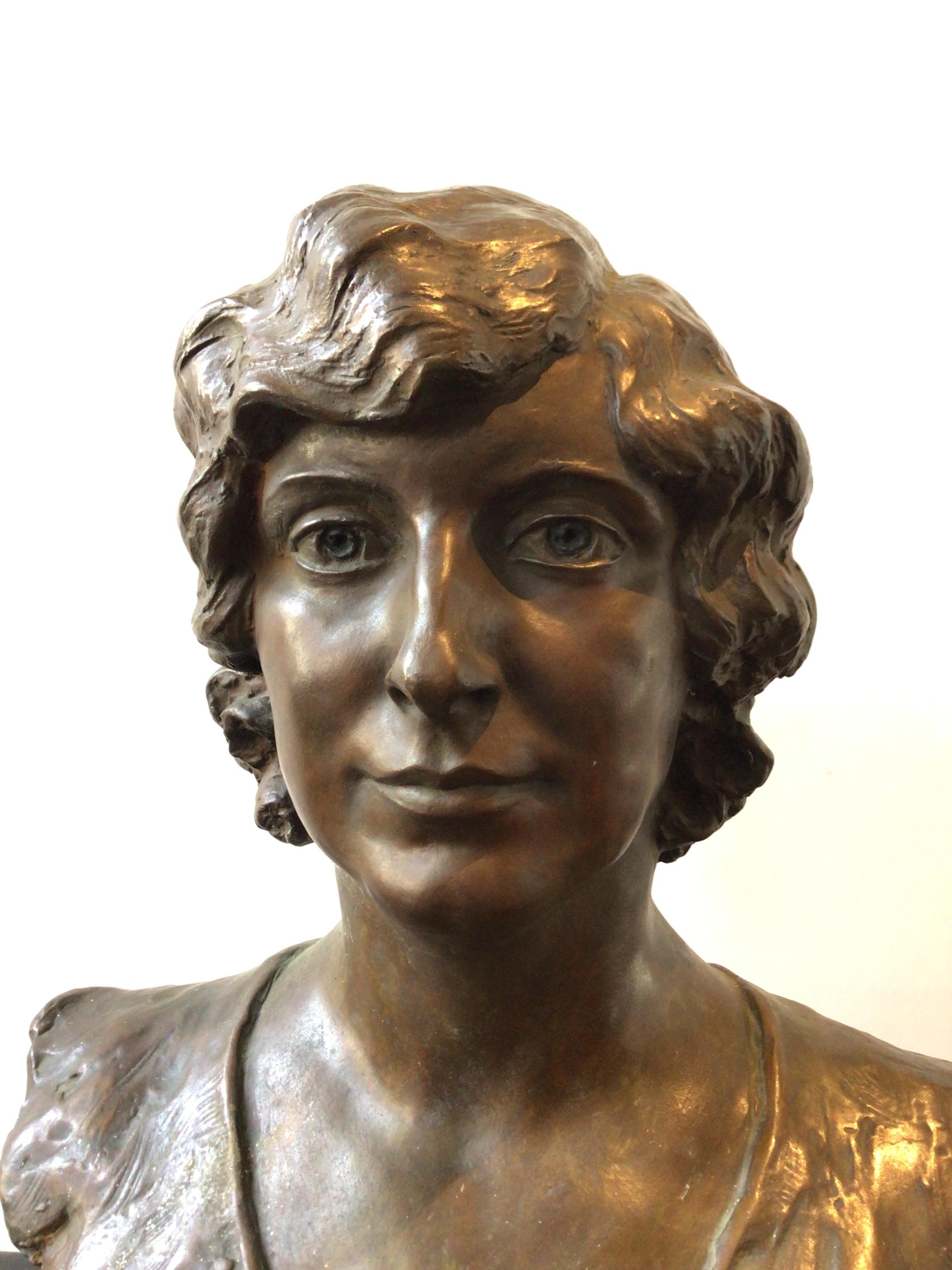 1930s Bronze Bust of Woman 3