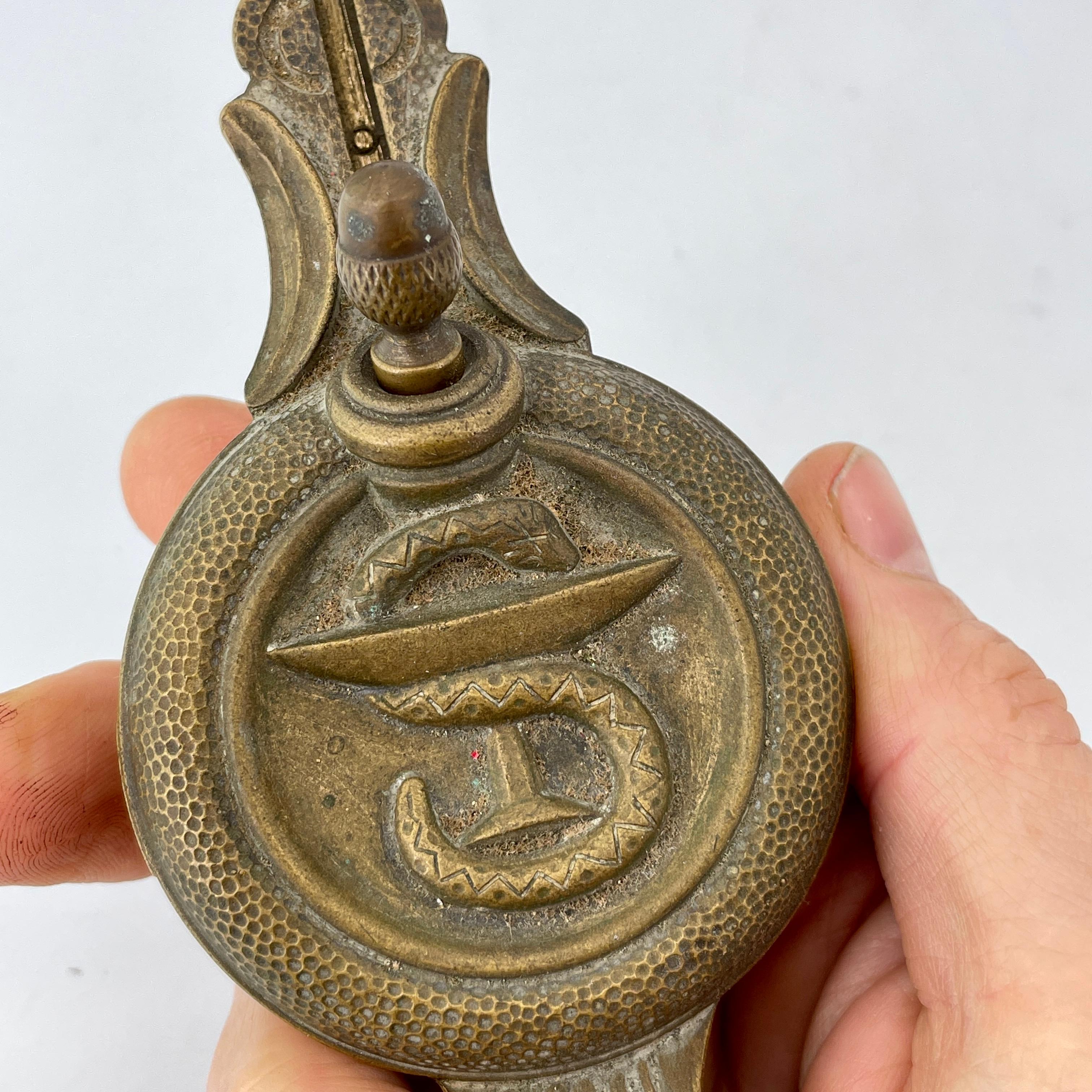 Mid-20th Century 1930s Bronze Cigar Lighter Siegfried DDD Hygieia Snake Martini Glass Paperweight For Sale