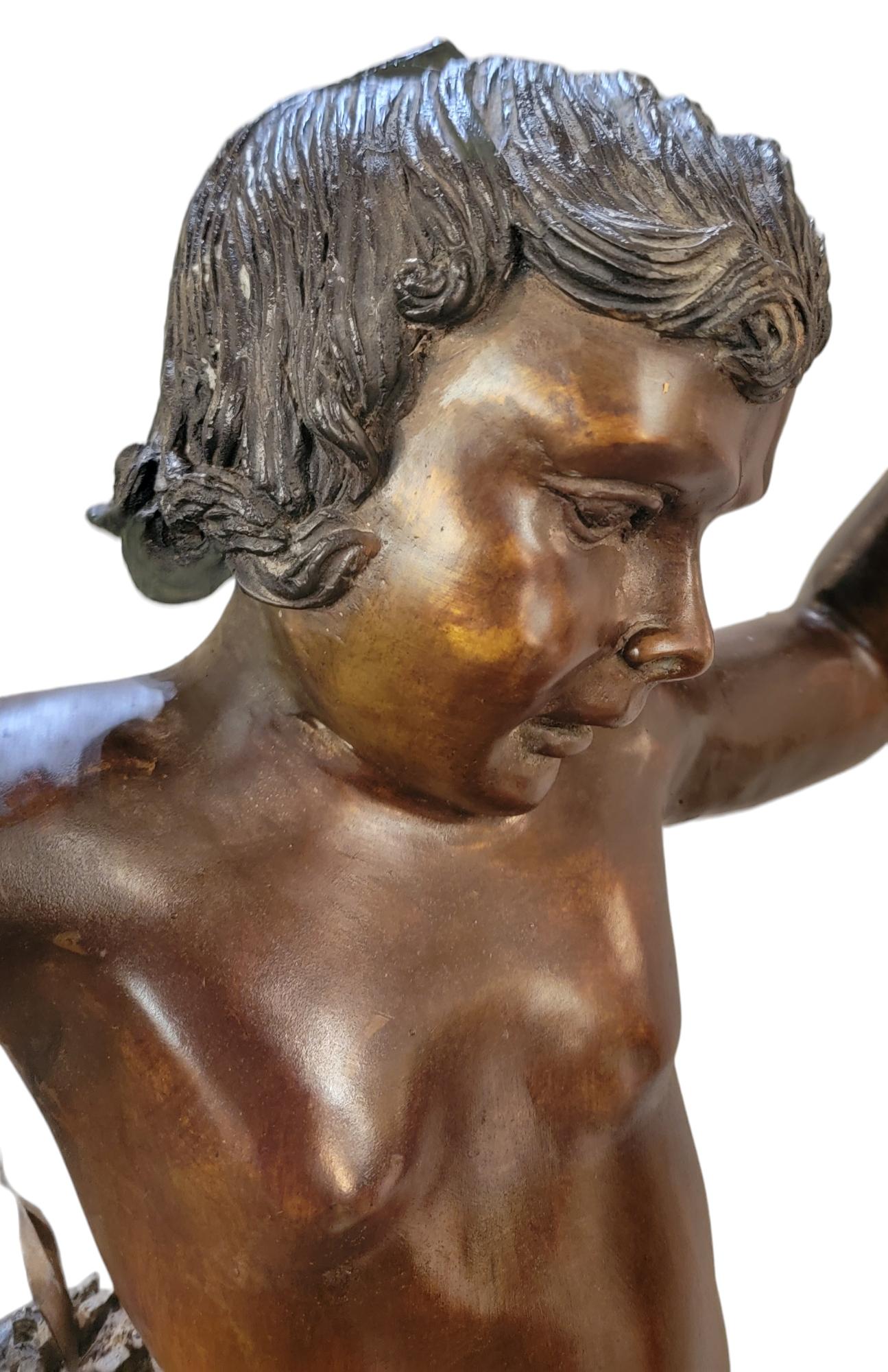 1930s Bronze Fountain Sculpture of Boy Riding A turtle For Sale 5