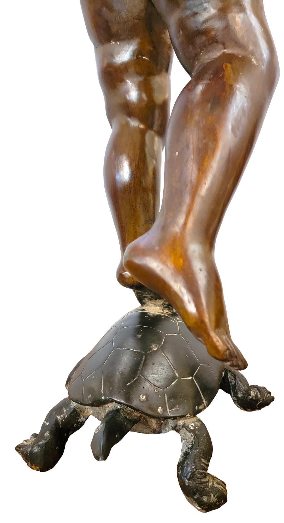 1930s Bronze Fountain Sculpture of Boy Riding A turtle For Sale 2