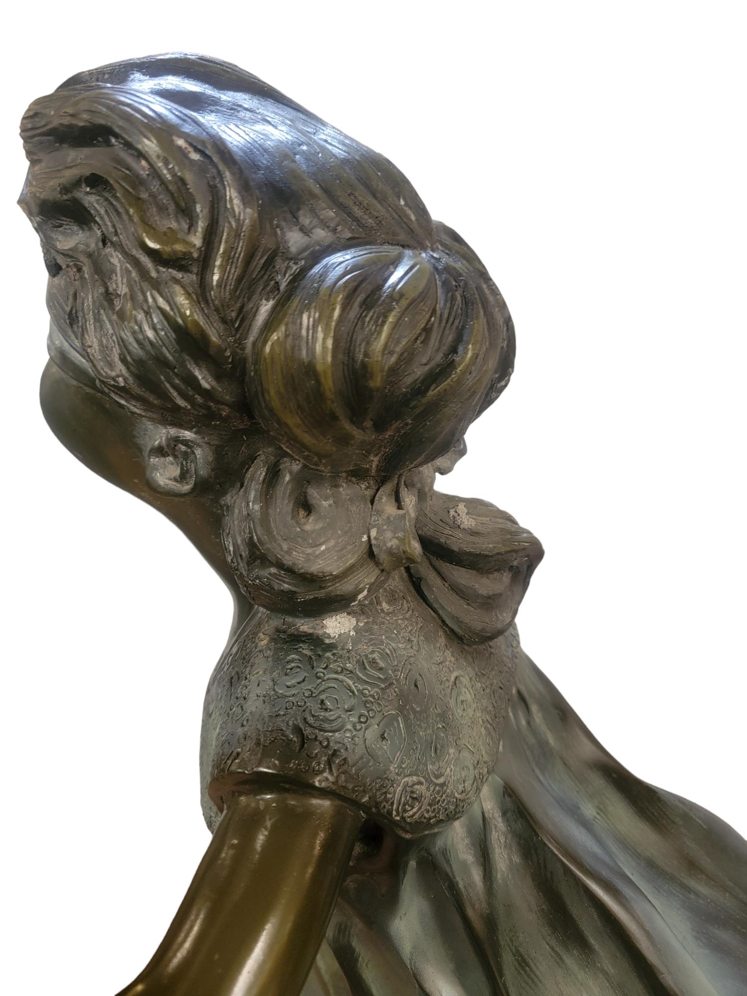 Adirondack 1930s Bronze Garden Sculpture of Girl Playing Marco Polo