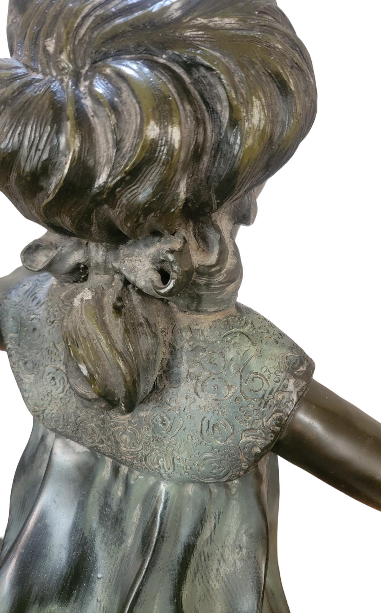 1930s Bronze Garden Sculpture of Girl Playing Marco Polo In Good Condition In Pasadena, CA
