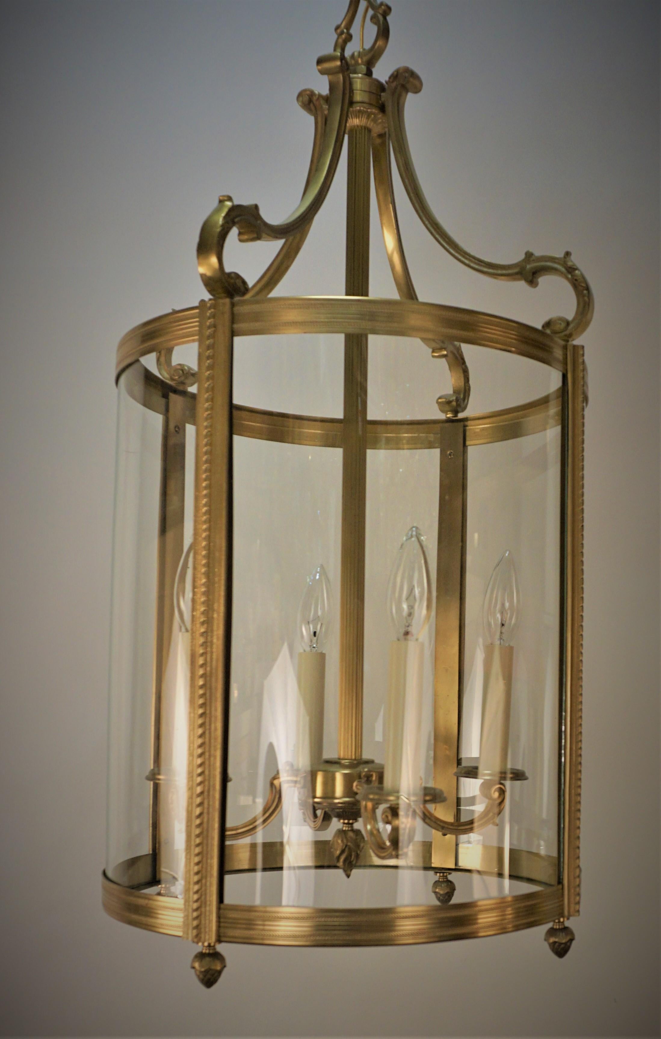 1930's Bronze Hanging Lantern by Petitot 6