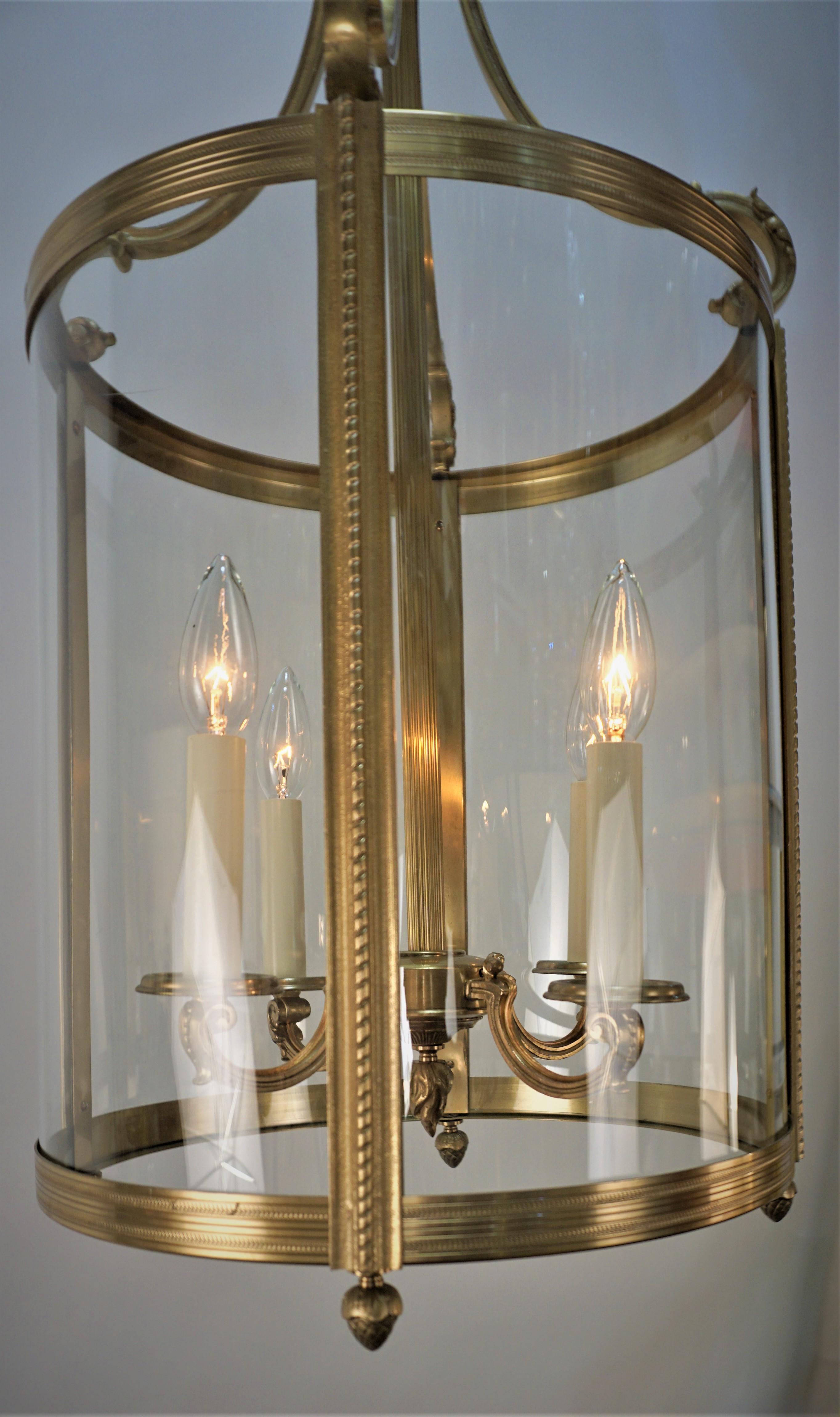 French 1930's Bronze Hanging Lantern by Petitot