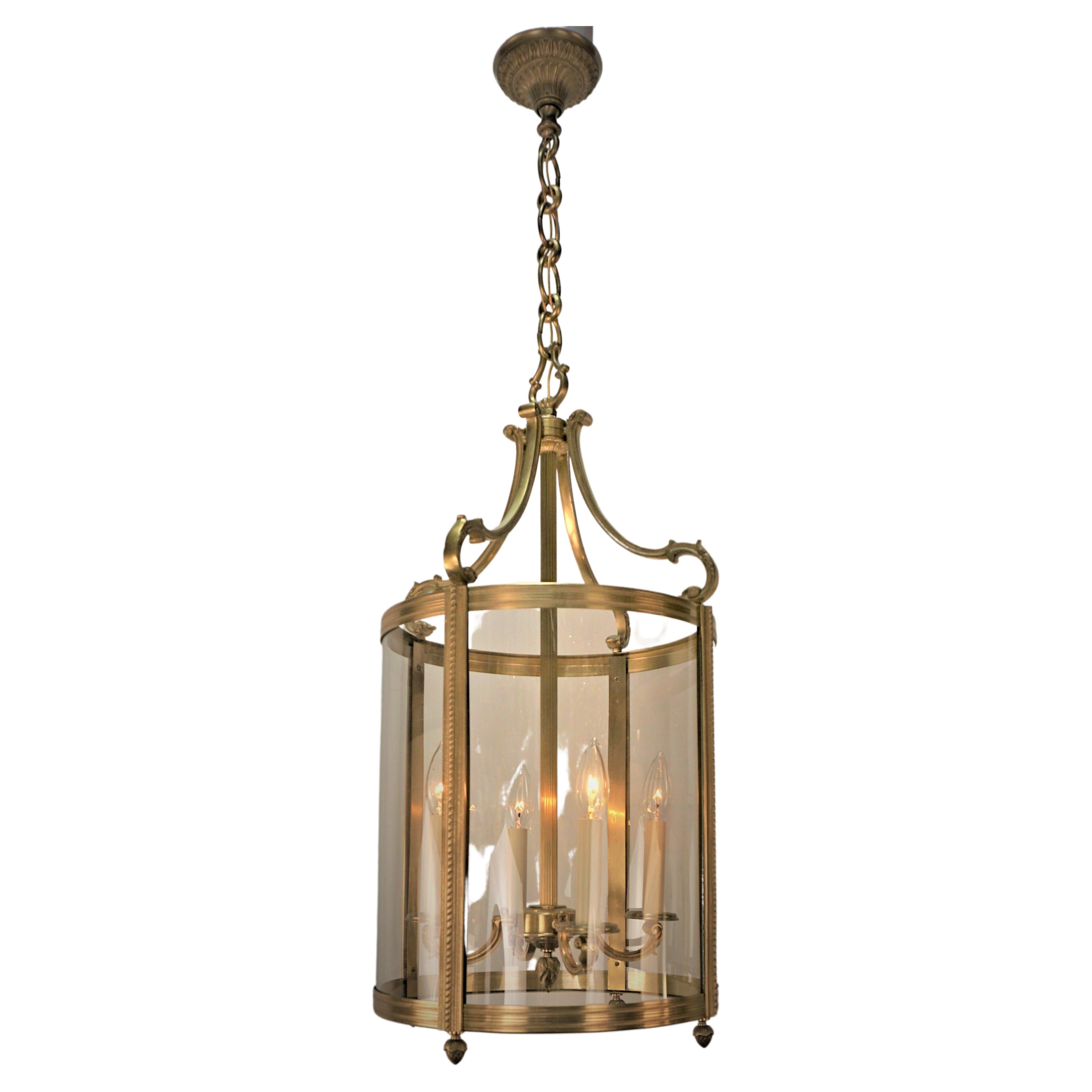 1930's Bronze Hanging Lantern by Petitot